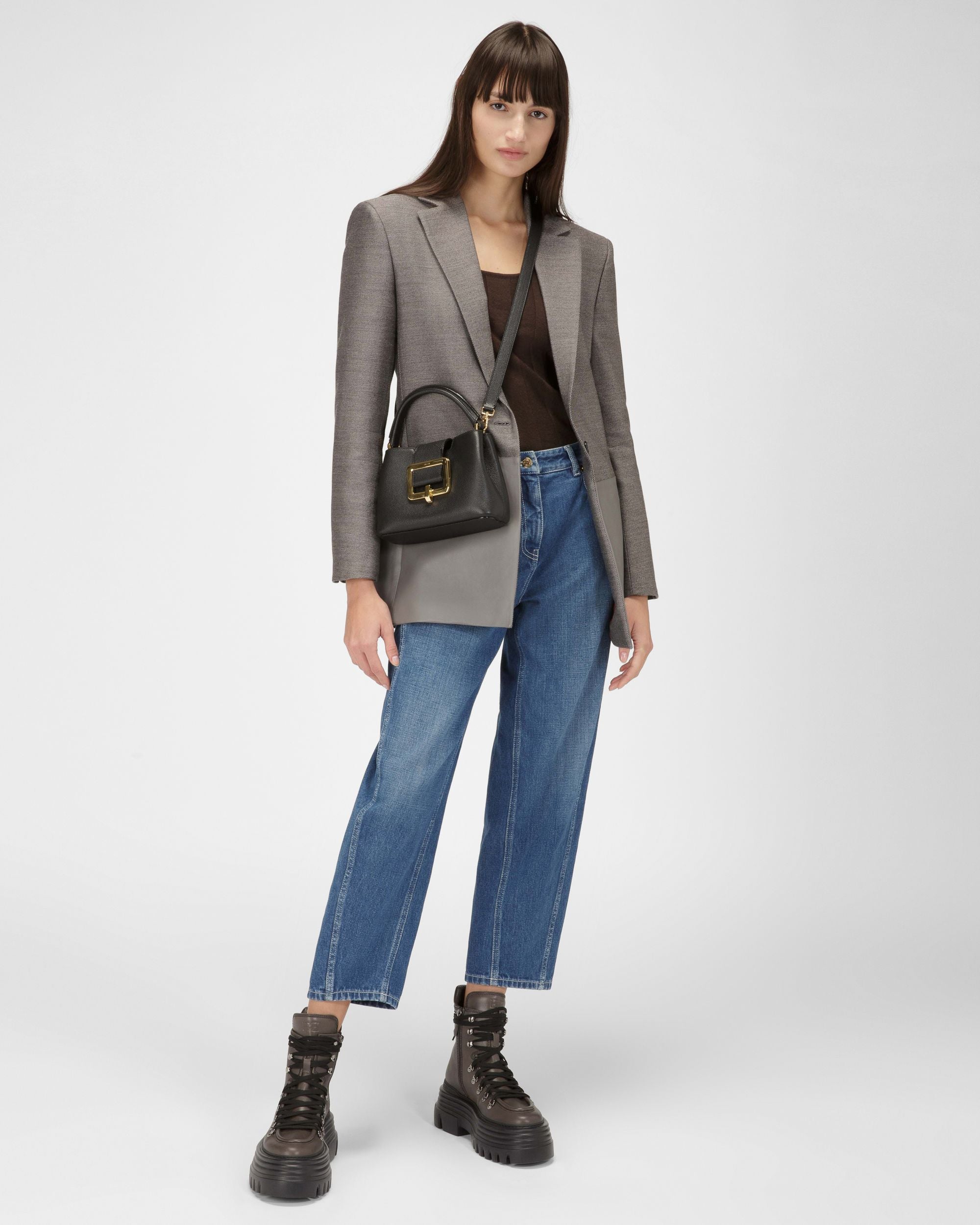 Jorah Small Bolso De Mano En Piel En Color Negro - Mujer - Bally - 05