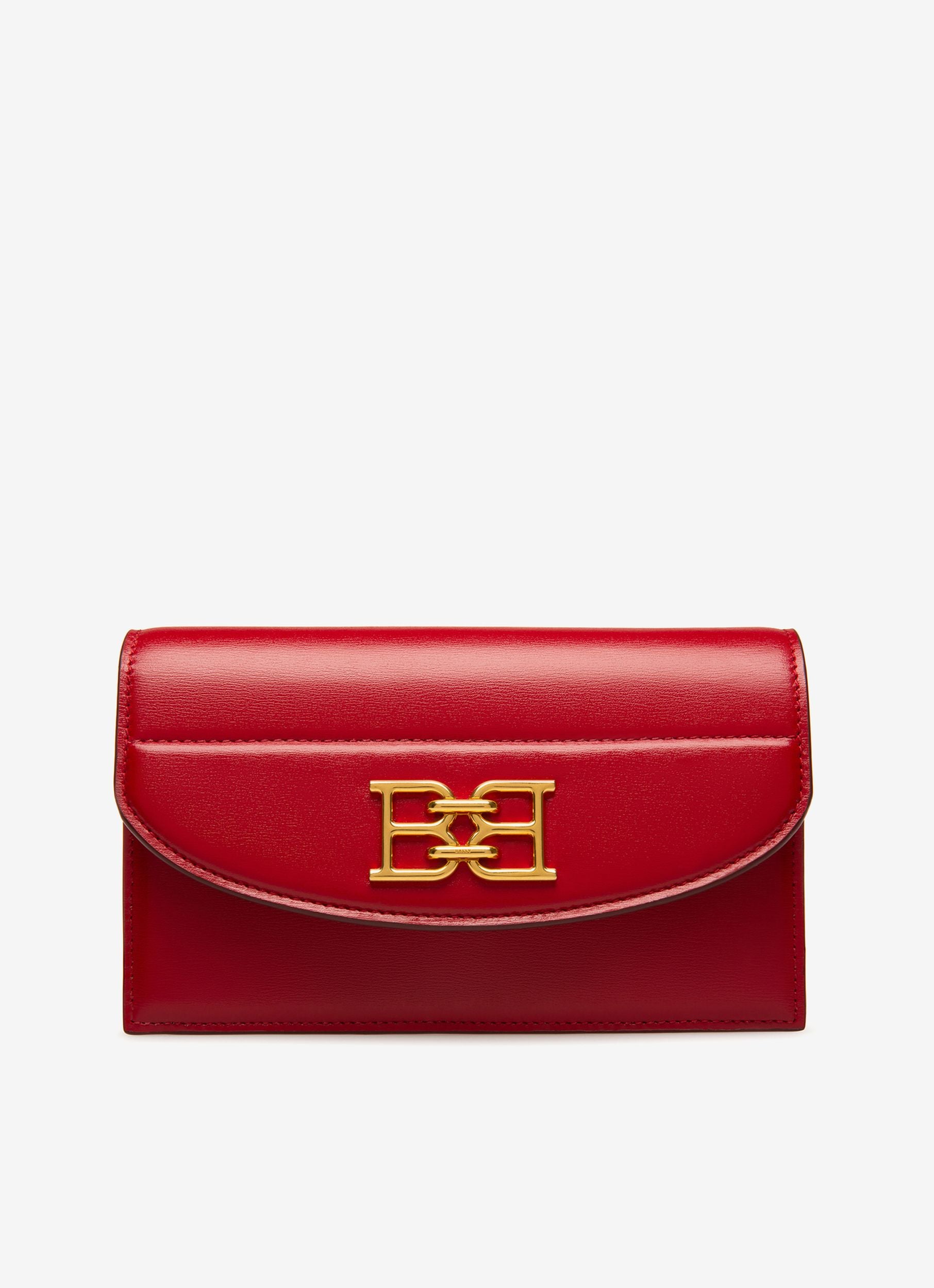 B-Chain Phone Wallet in Blue Grained Leather - Women's - Bally - 01