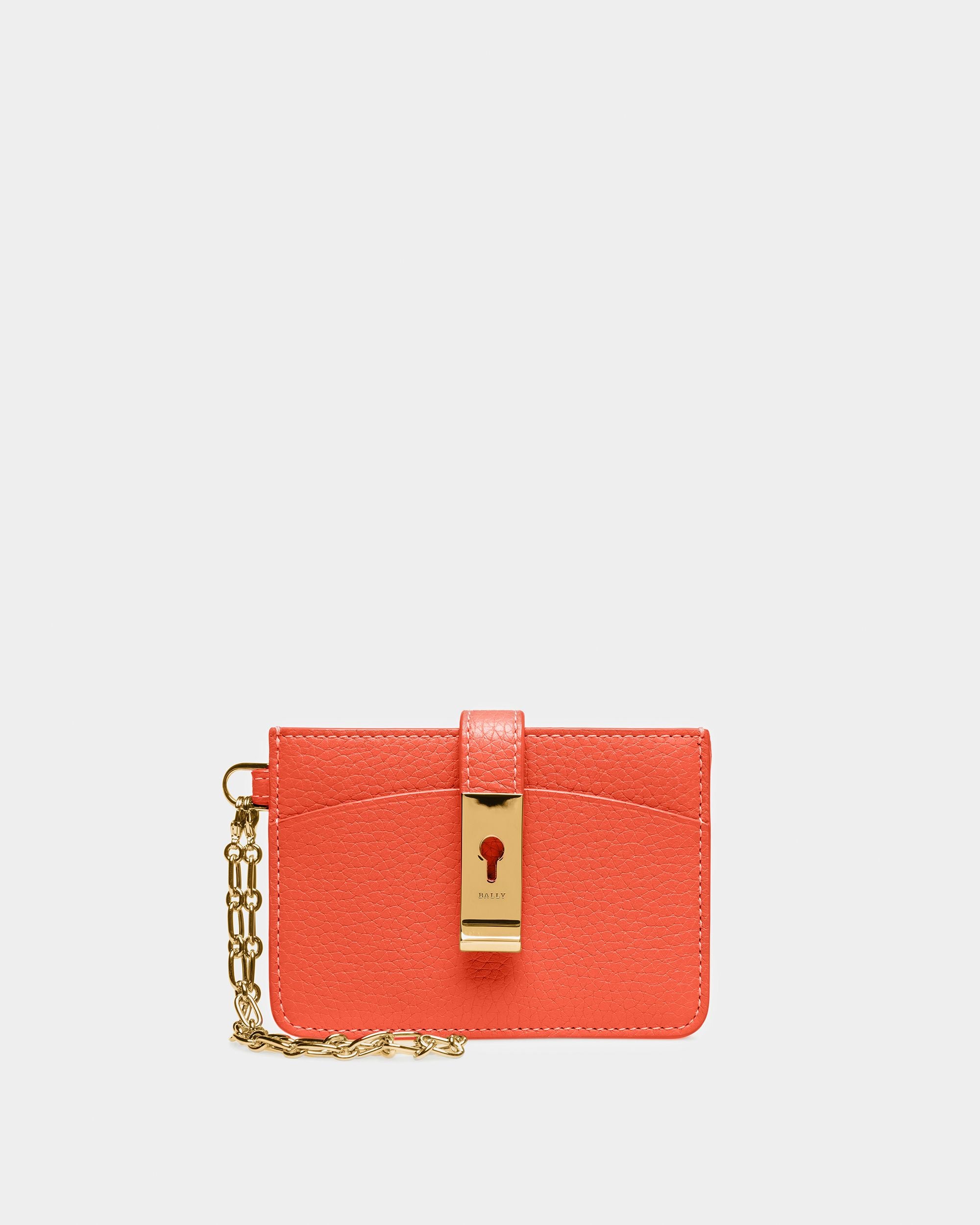 Ava Leather Business Card Holder In Orange - Women's - Bally - 01