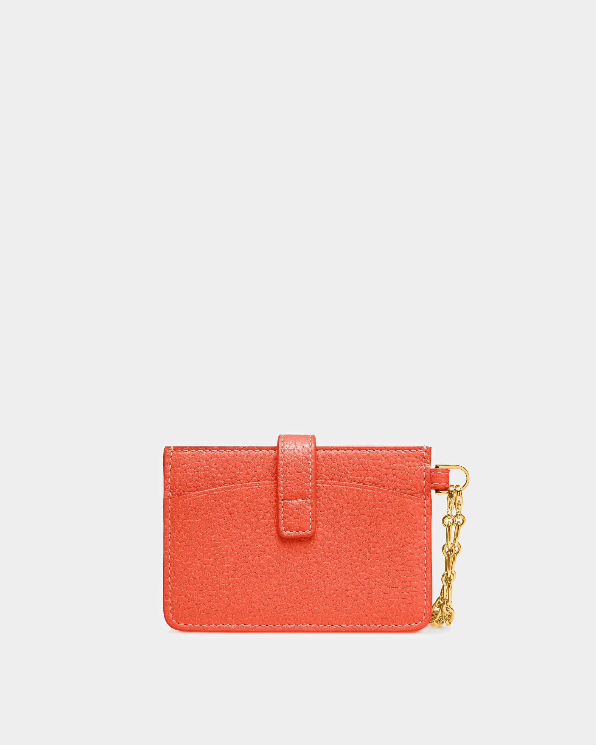Ava Leather Business Card Holder In Orange - Women's - Bally - 02