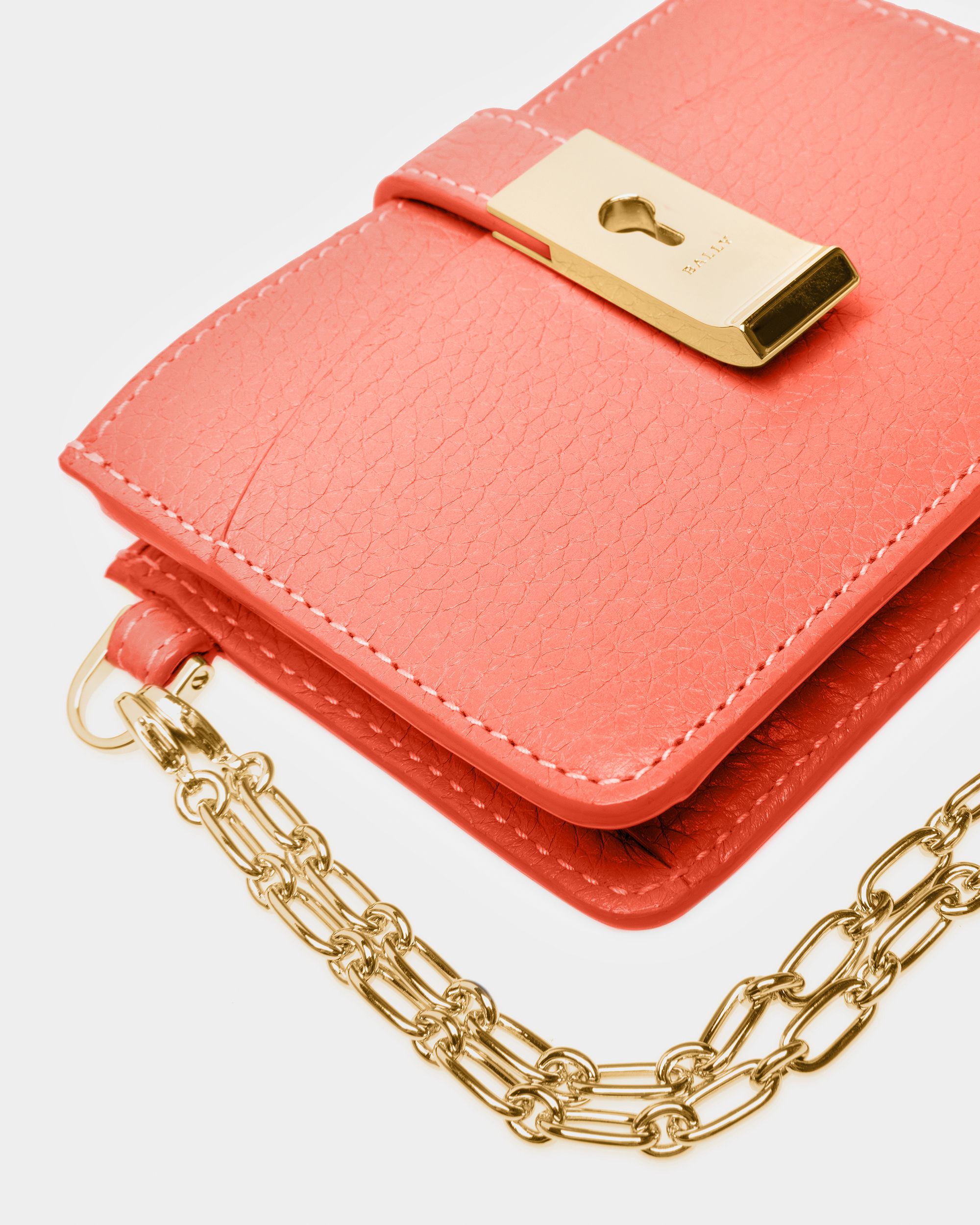 Ava Leather Business Card Holder In Orange - Women's - Bally - 04
