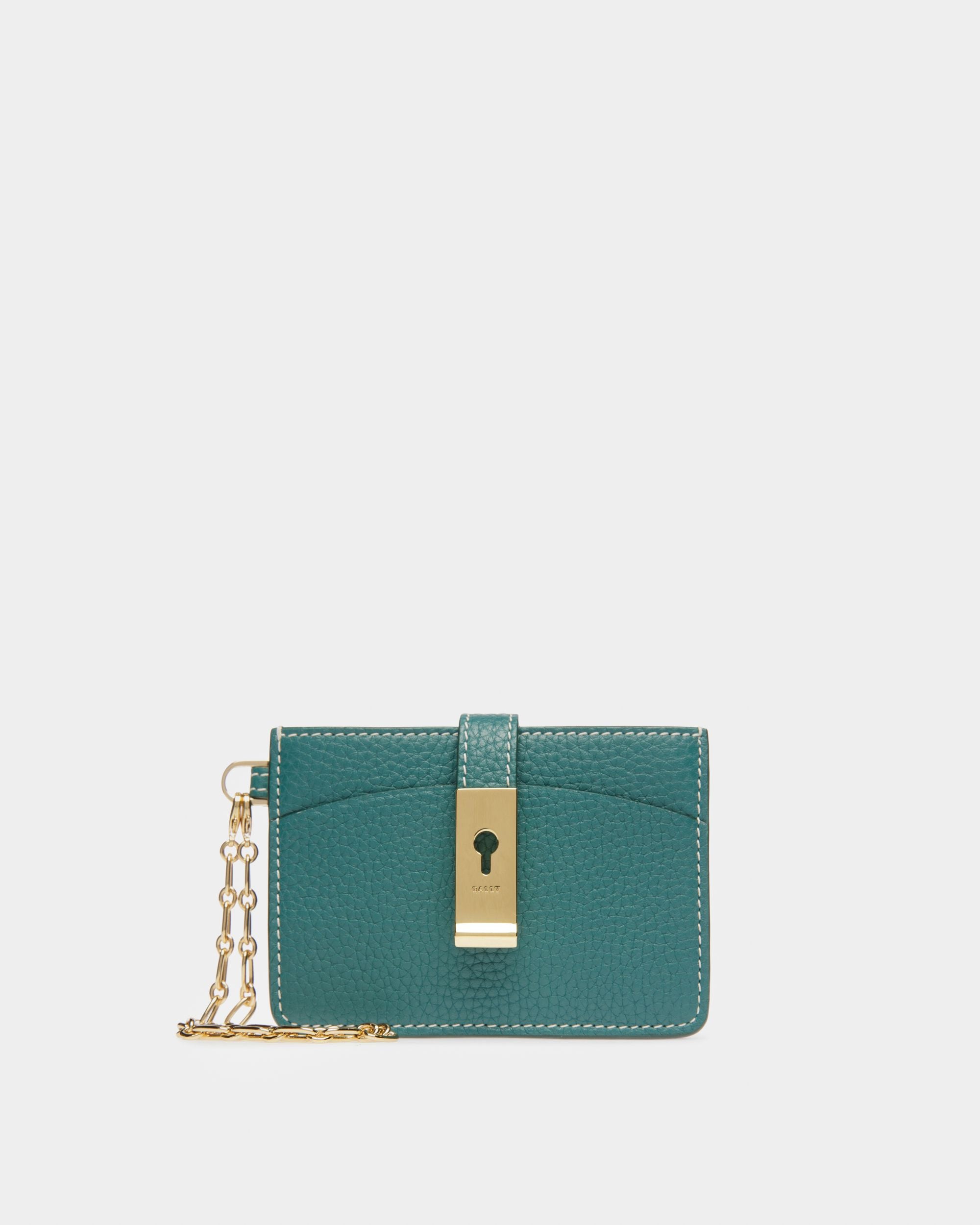 Ava Leather Card Holder In Dark Green - Women's - Bally - 01
