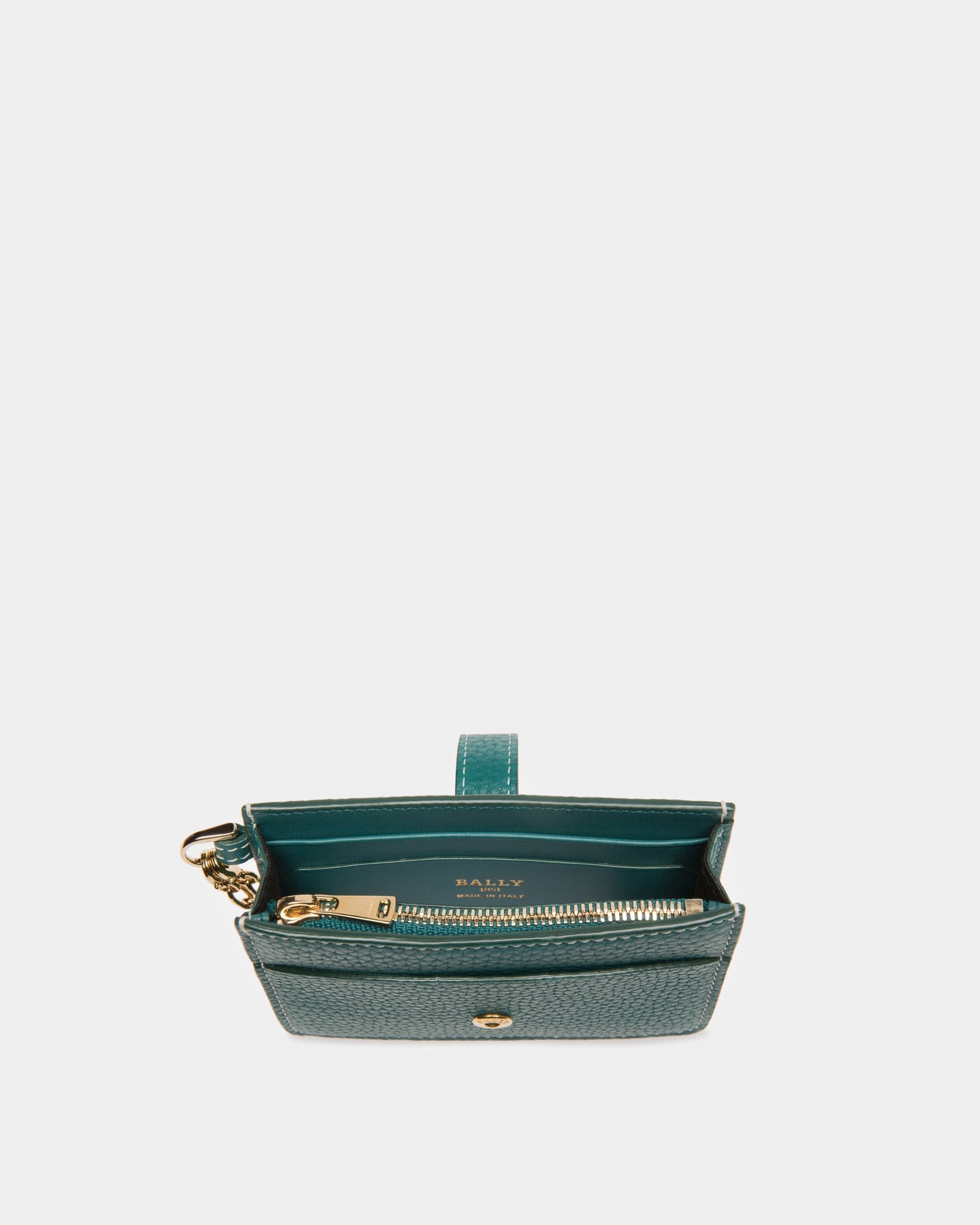 Ava Leather Card Holder In Dark Green - Women's - Bally - 03