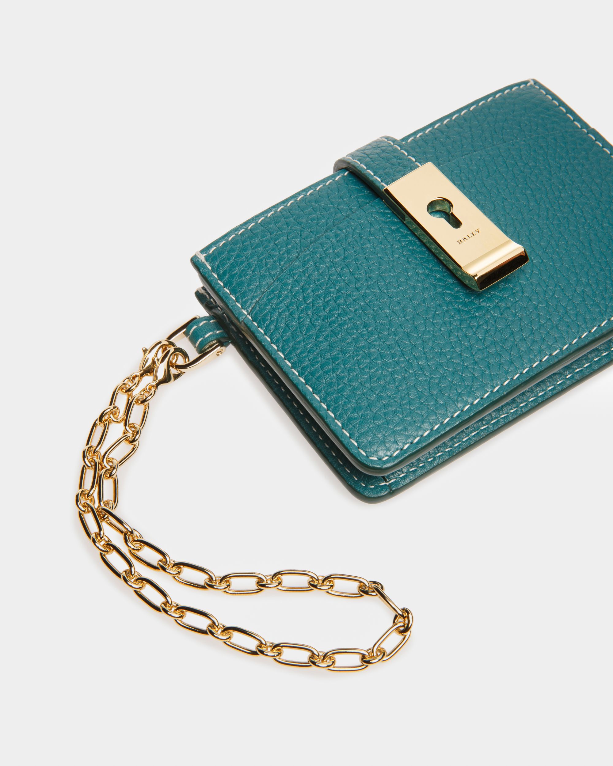 Ava Leather Card Holder In Dark Green - Women's - Bally - 04