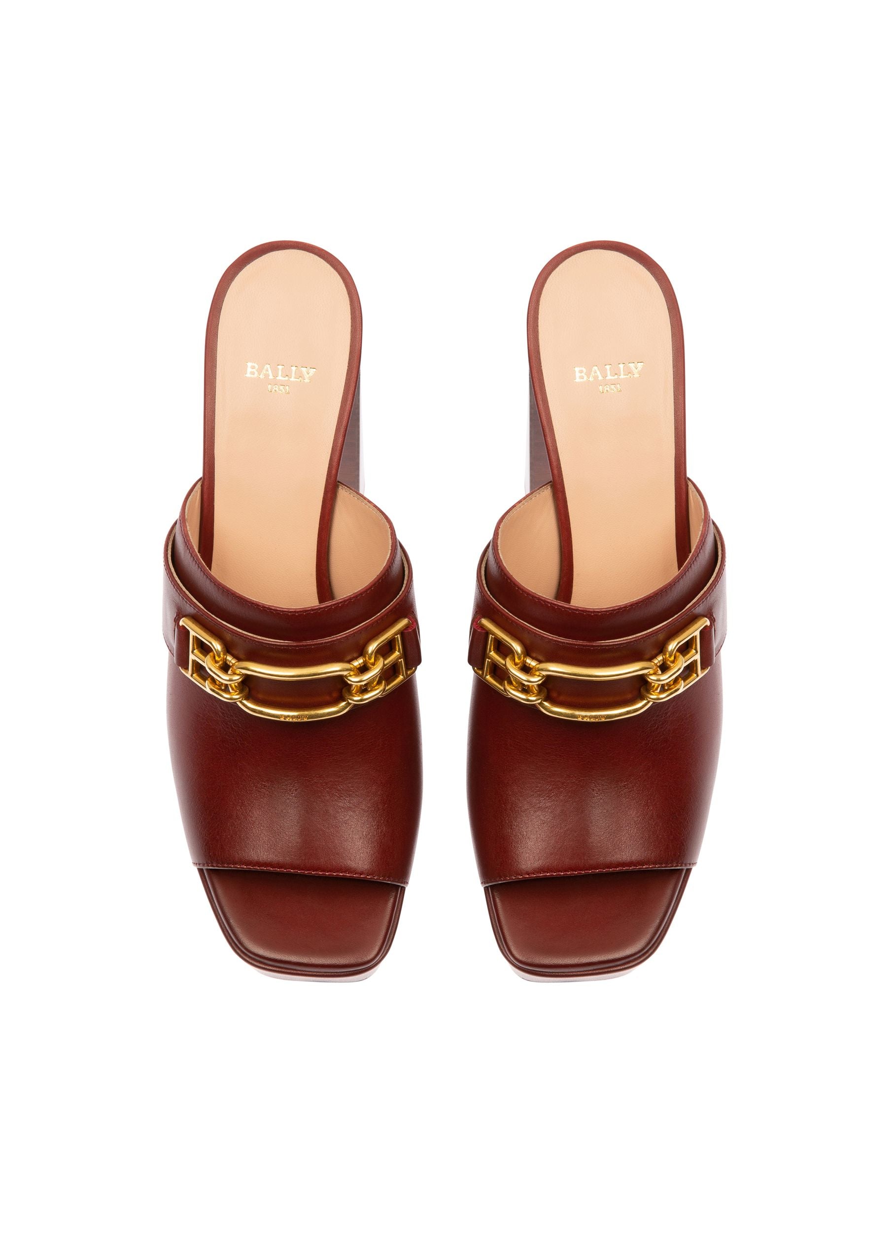 Delania Leather Sandal Mules In Heritage Red - Women's - Bally - 02