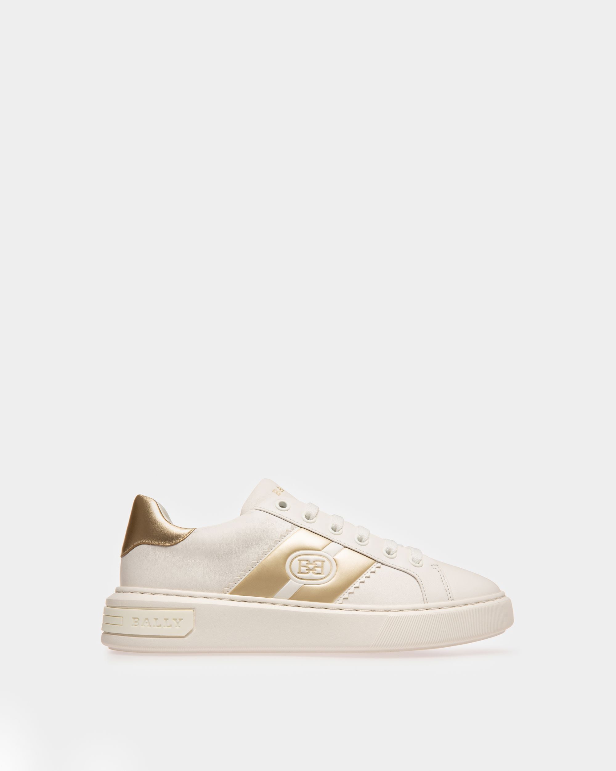 Mikki Leather Sneakers In White & Platinum - Women's - Bally - 01