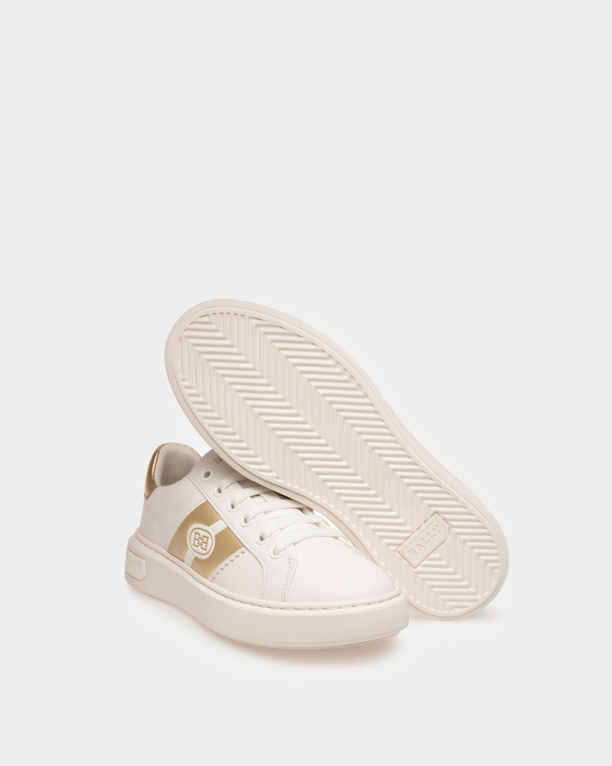 Mikki Leather Sneakers In White & Platinum - Women's - Bally - 04