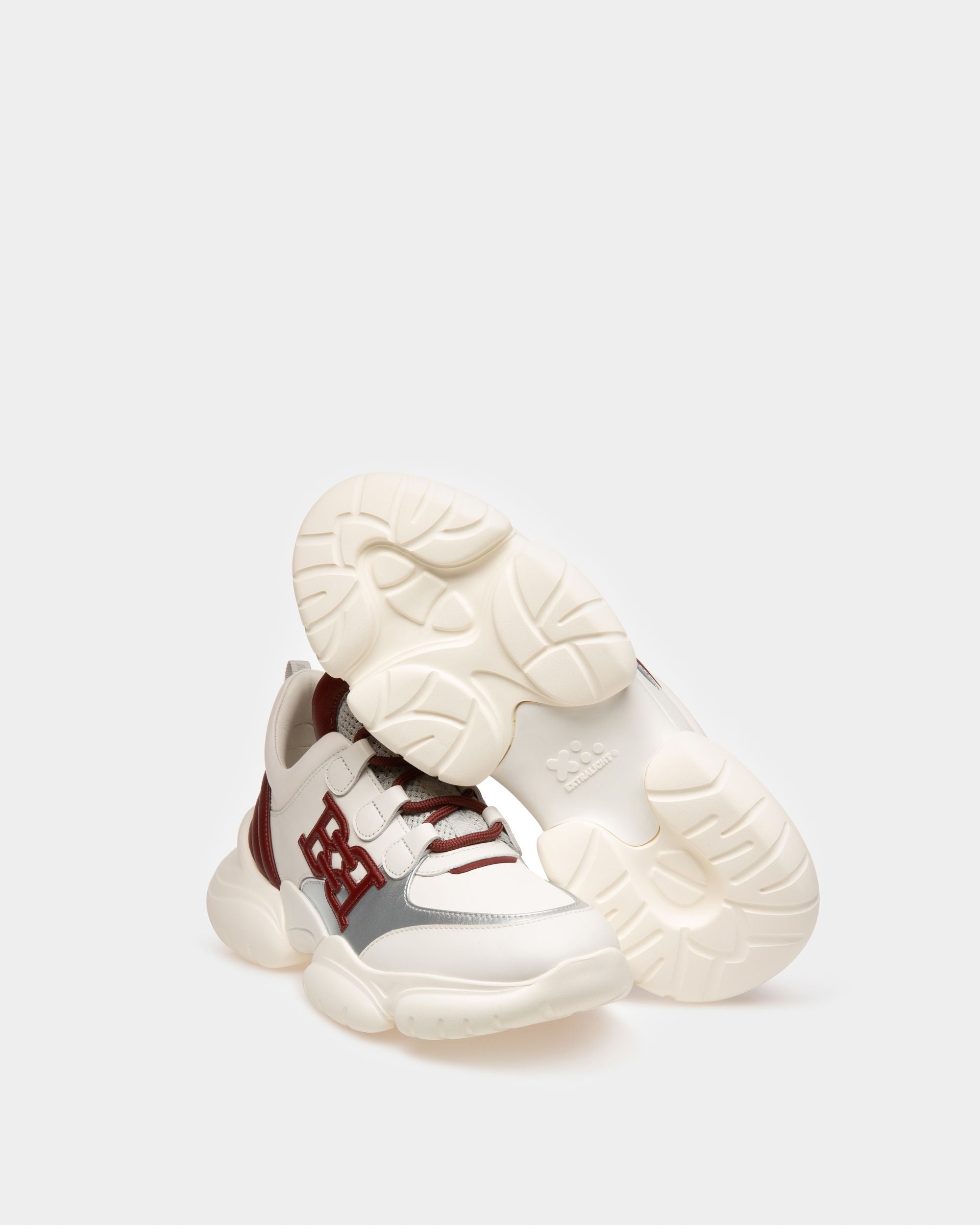 Claires Zapatillas Deportivas En Cuero De Color Blanco Y Rojo Heritage - Mujer - Bally - 04