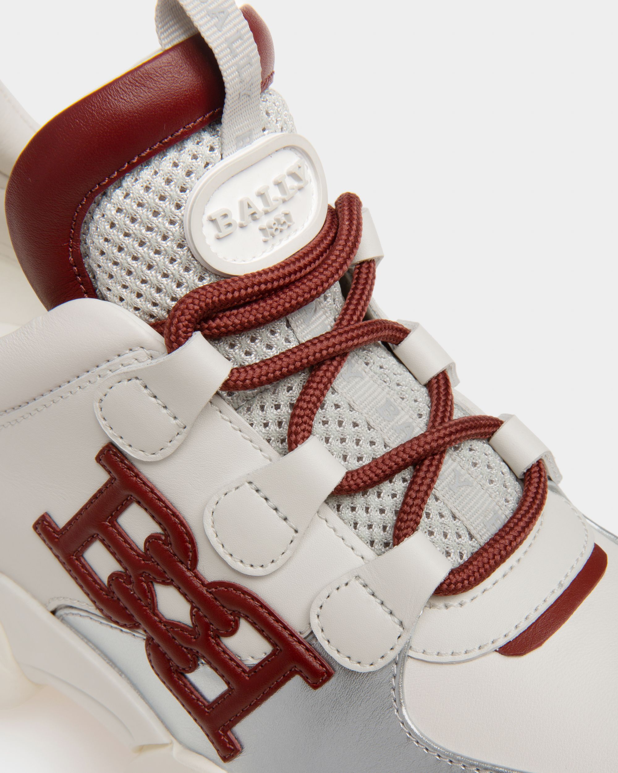 Claires Zapatillas Deportivas En Cuero De Color Blanco Y Rojo Heritage - Mujer - Bally - 05
