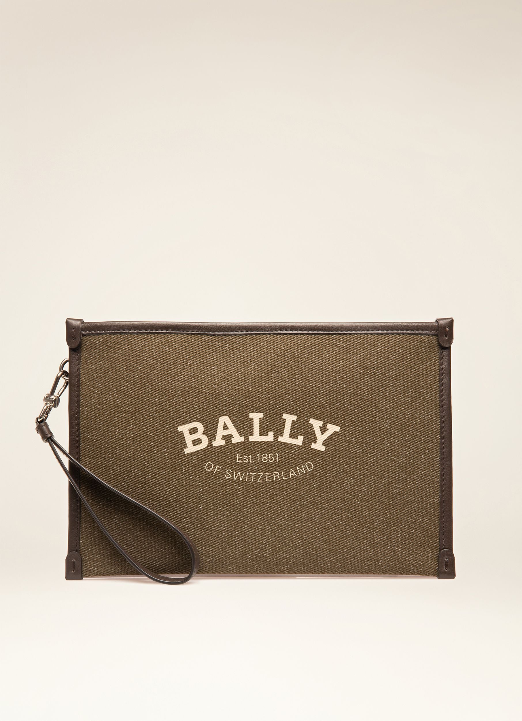 Benery Nylon Mix Necessaire In Moss Green - Men's - Bally - 01