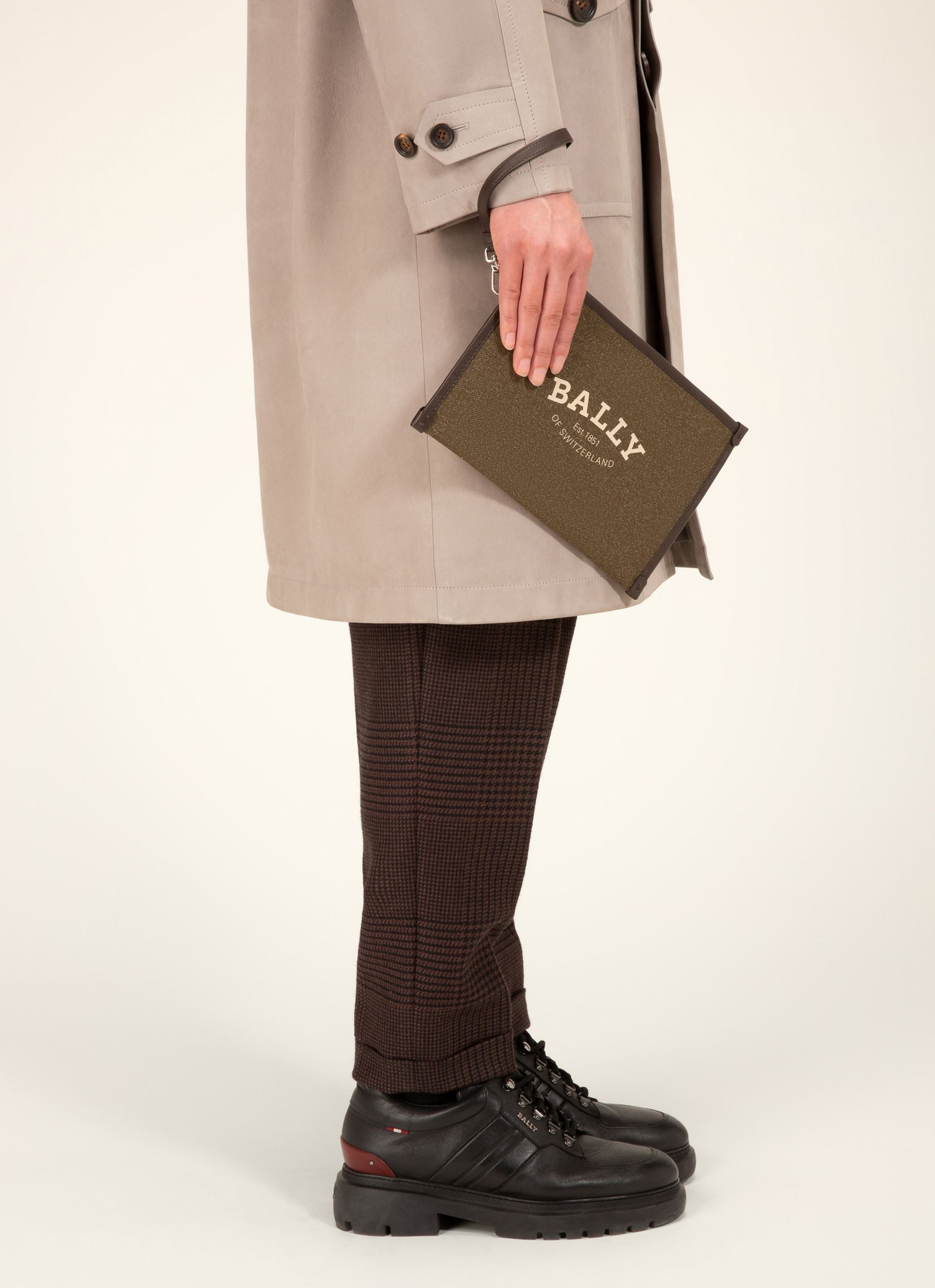 Benery Nylon Mix Necessaire In Moss Green - Men's - Bally - 05