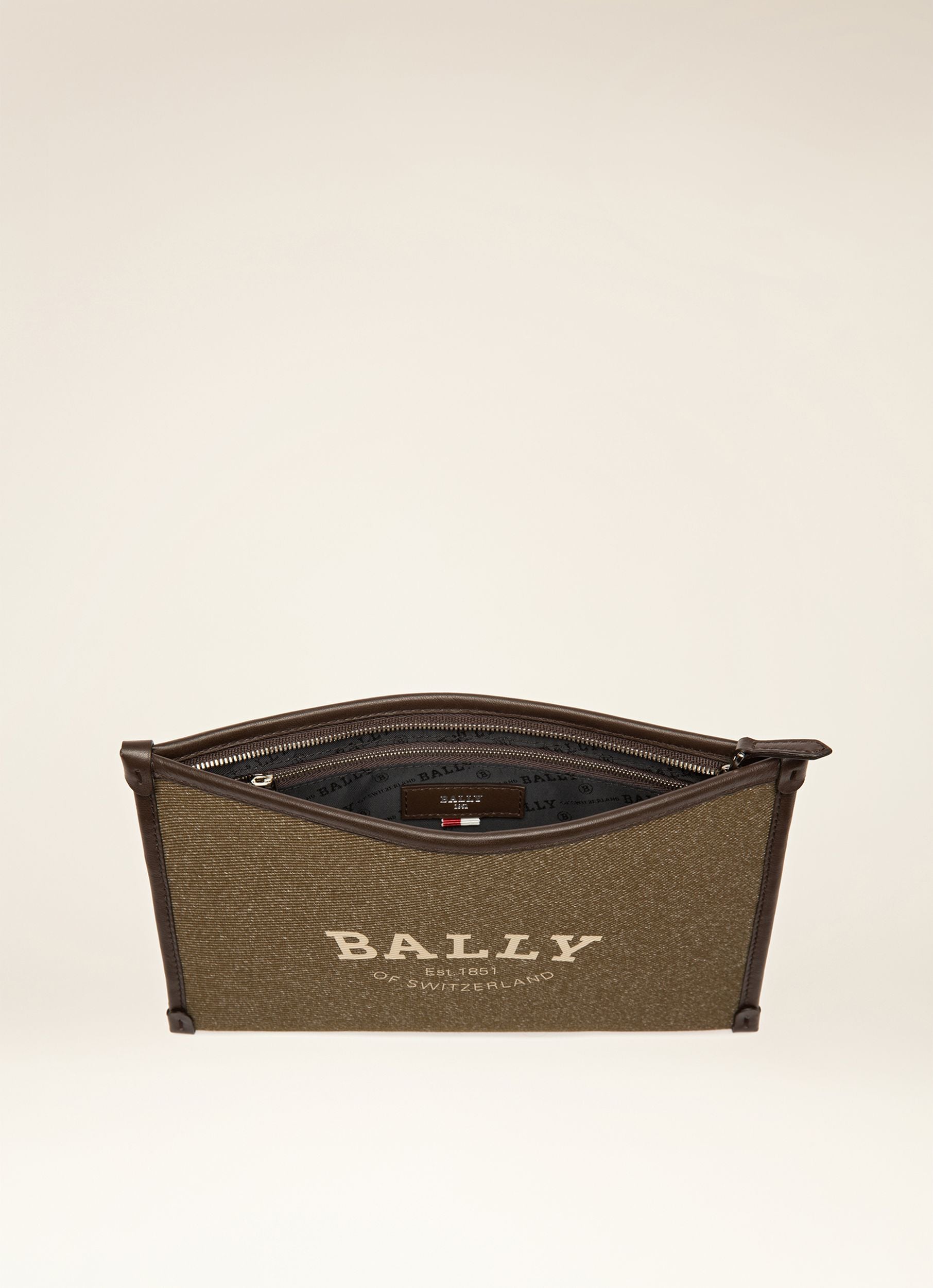 Benery Nylon Mix Necessaire In Moss Green - Men's - Bally - 06