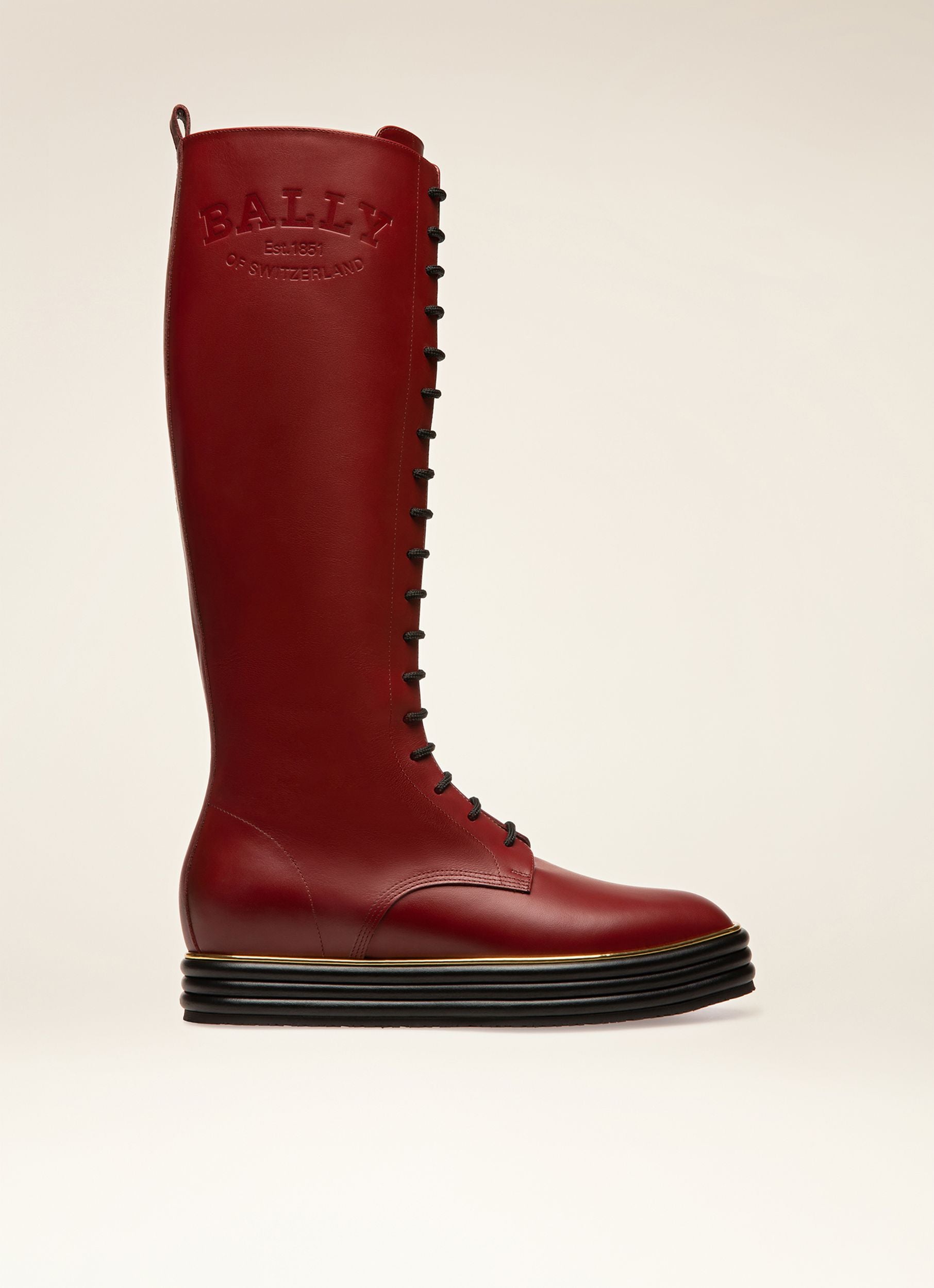 Florissa Leather Boots In Heritage Red - Women's - Bally - 01