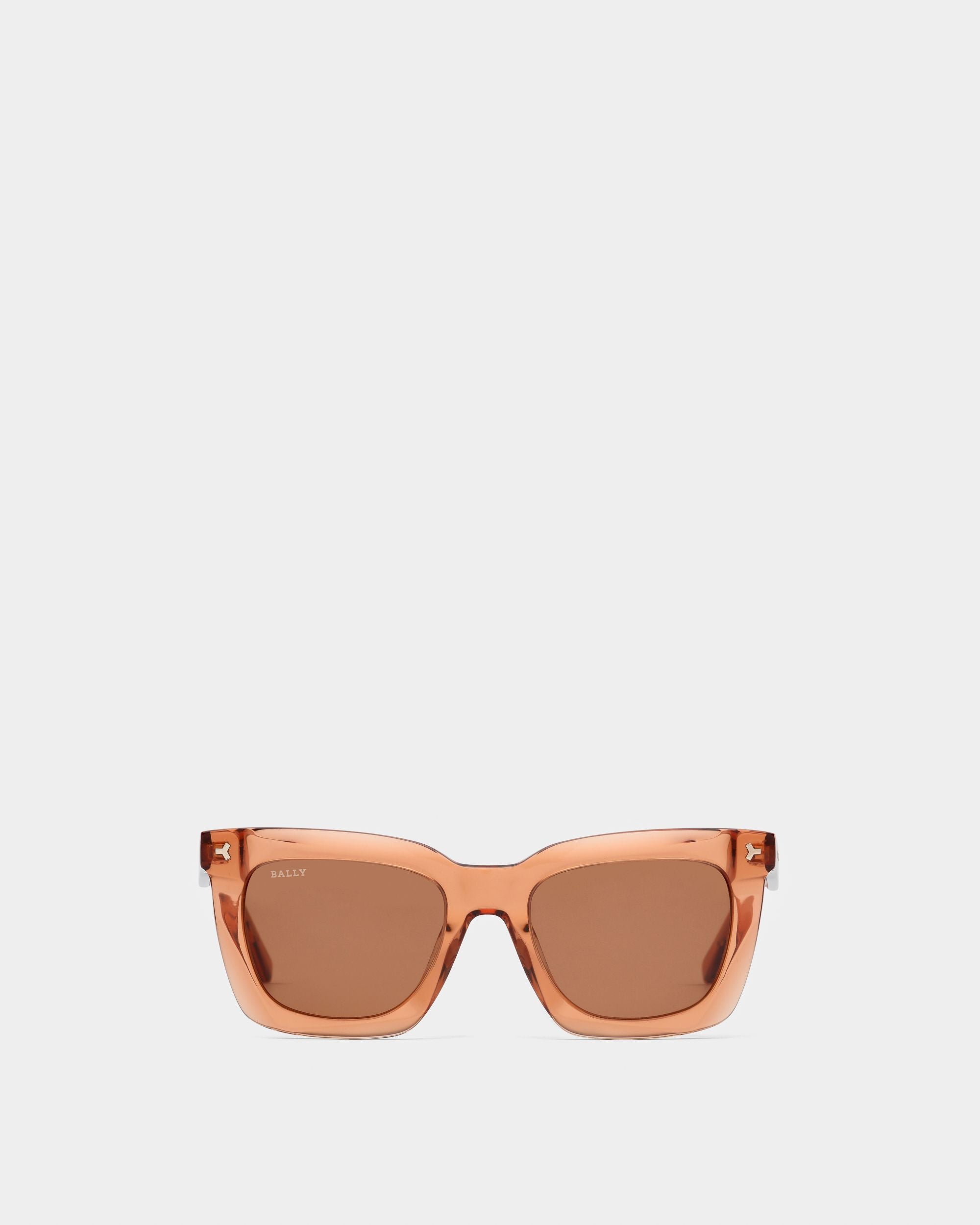 Shine Acetate Sunglasses In Transparent Light Brown & Brown Lens - Mujer - Bally - 01