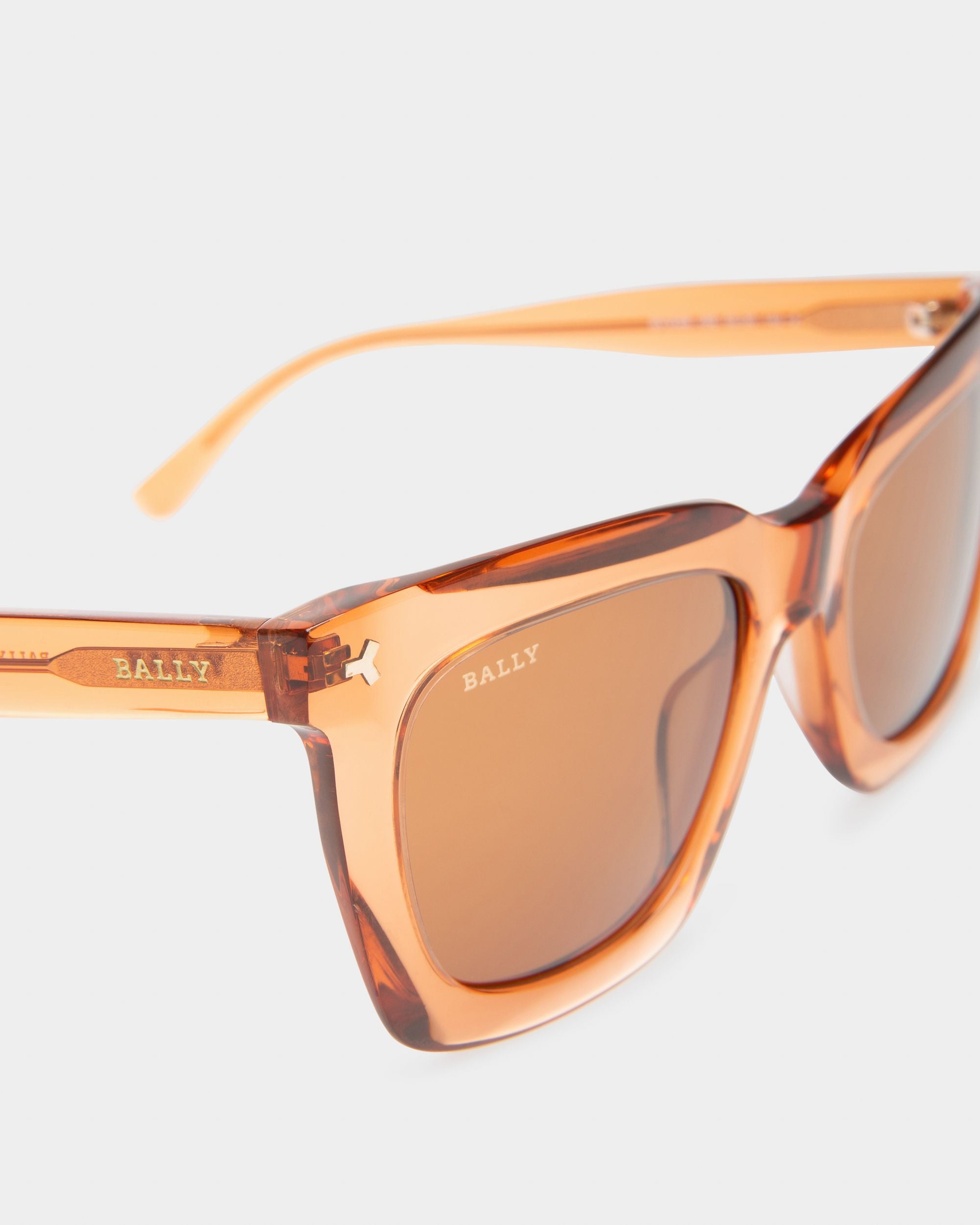 Shine Acetate Sunglasses In Transparent Light Brown & Brown Lens - Mujer - Bally - 02
