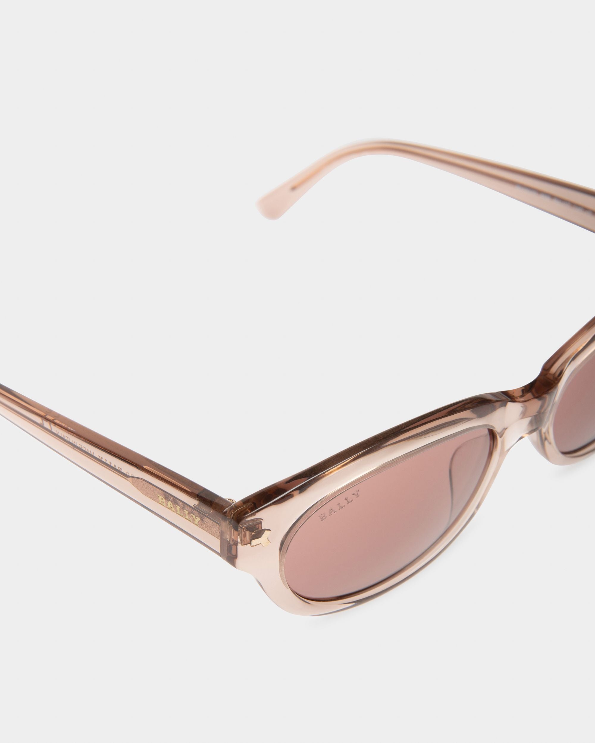 Twinkle Acetate Sunglasses In Transparent Light Brown & Brown Lens - Women's - Bally - 02