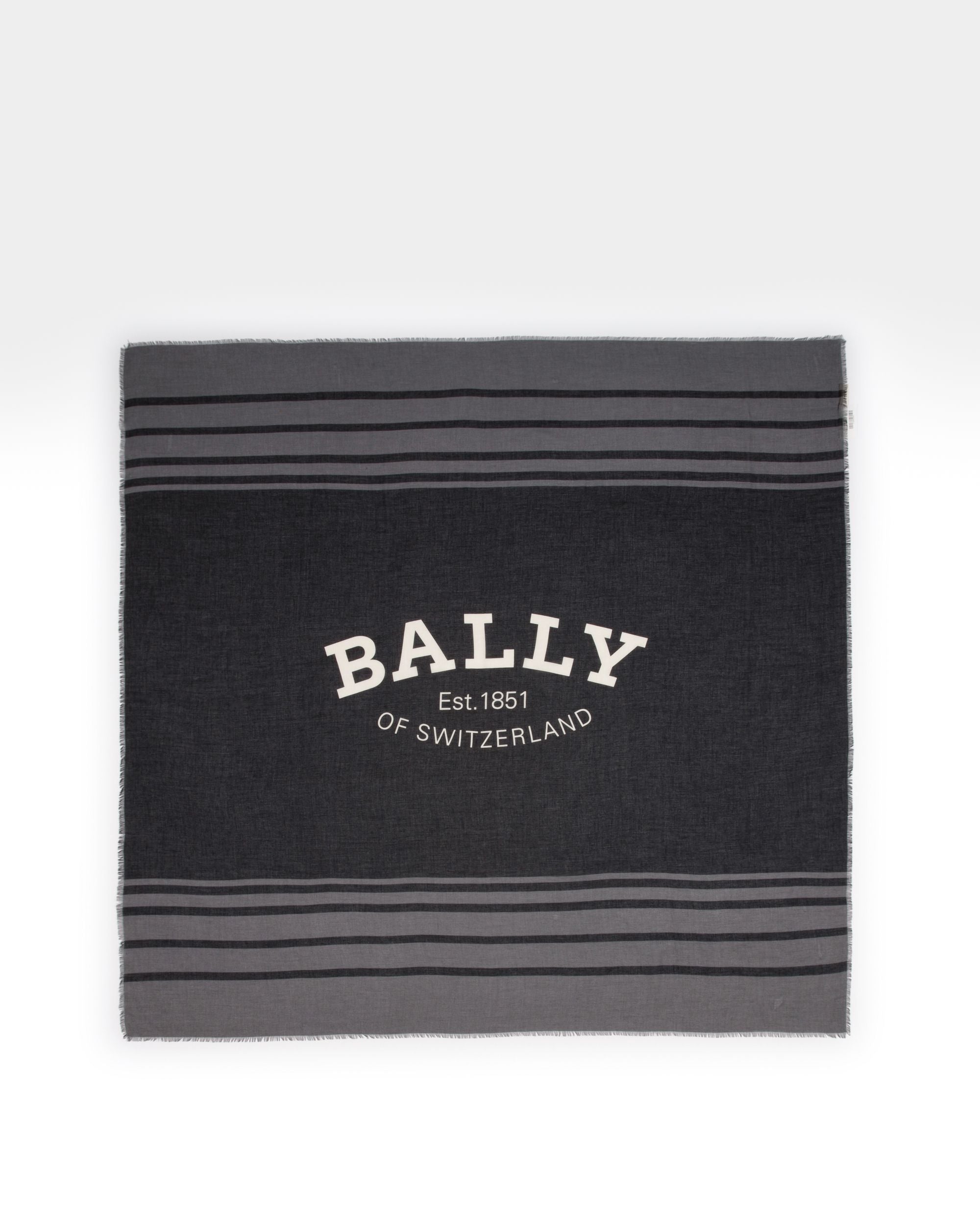 Pañuelo A Rayas Bufanda En Lana Virgen De Color Azul Marino - Hombre - Bally - 02