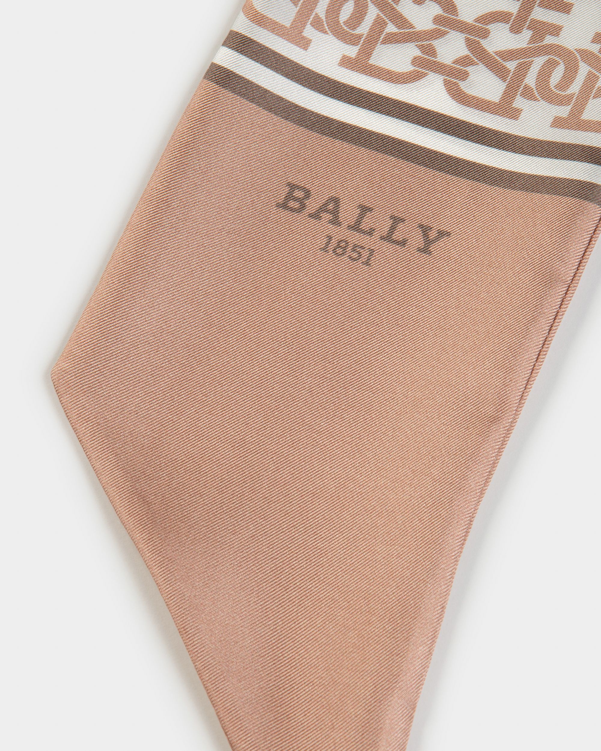 Silk Bandeau Scarf In Pale Pink And Taupe - Women's - Bally - 02