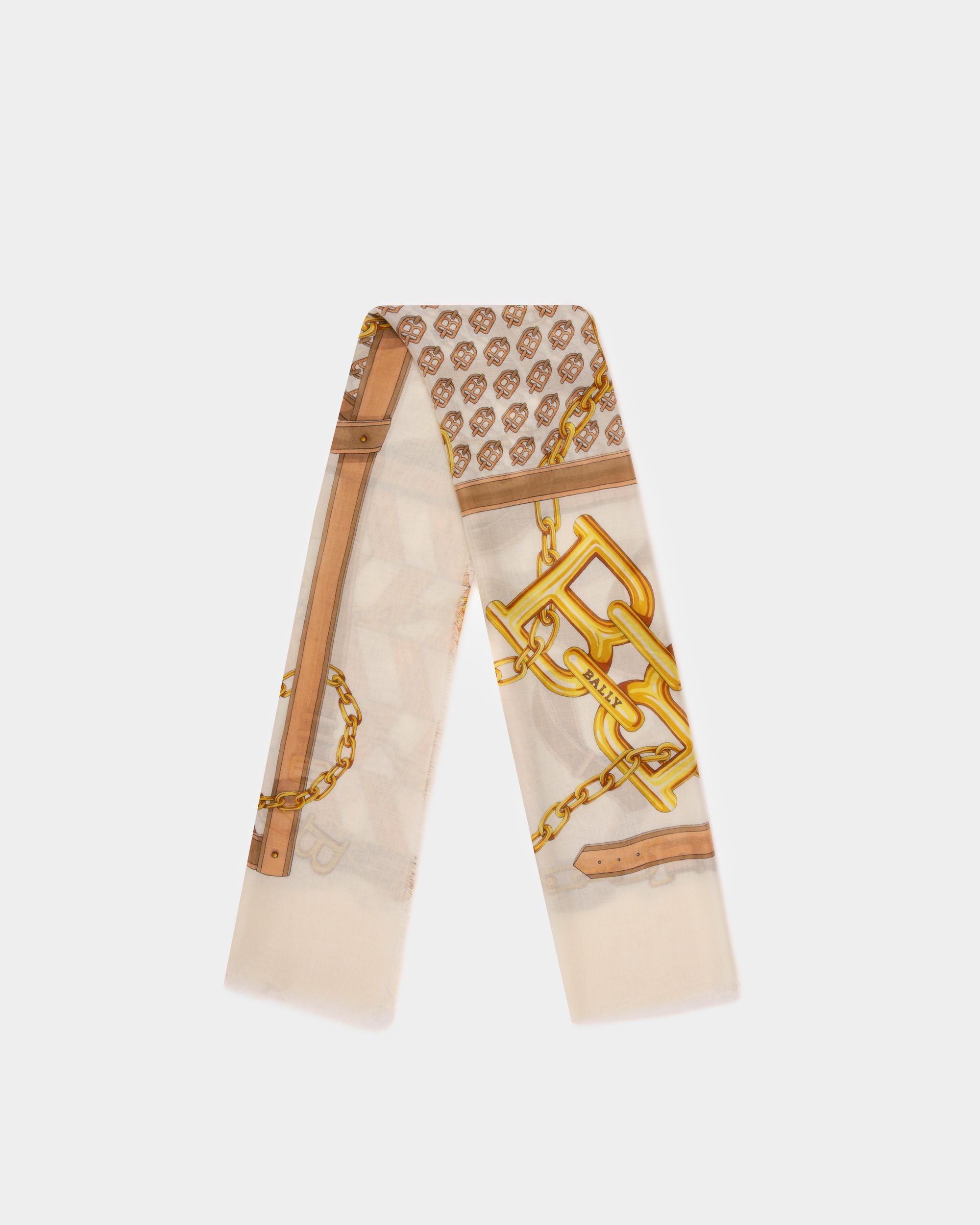 Modal Mix Scarf In Bone & Camel - Women's - Bally - 01