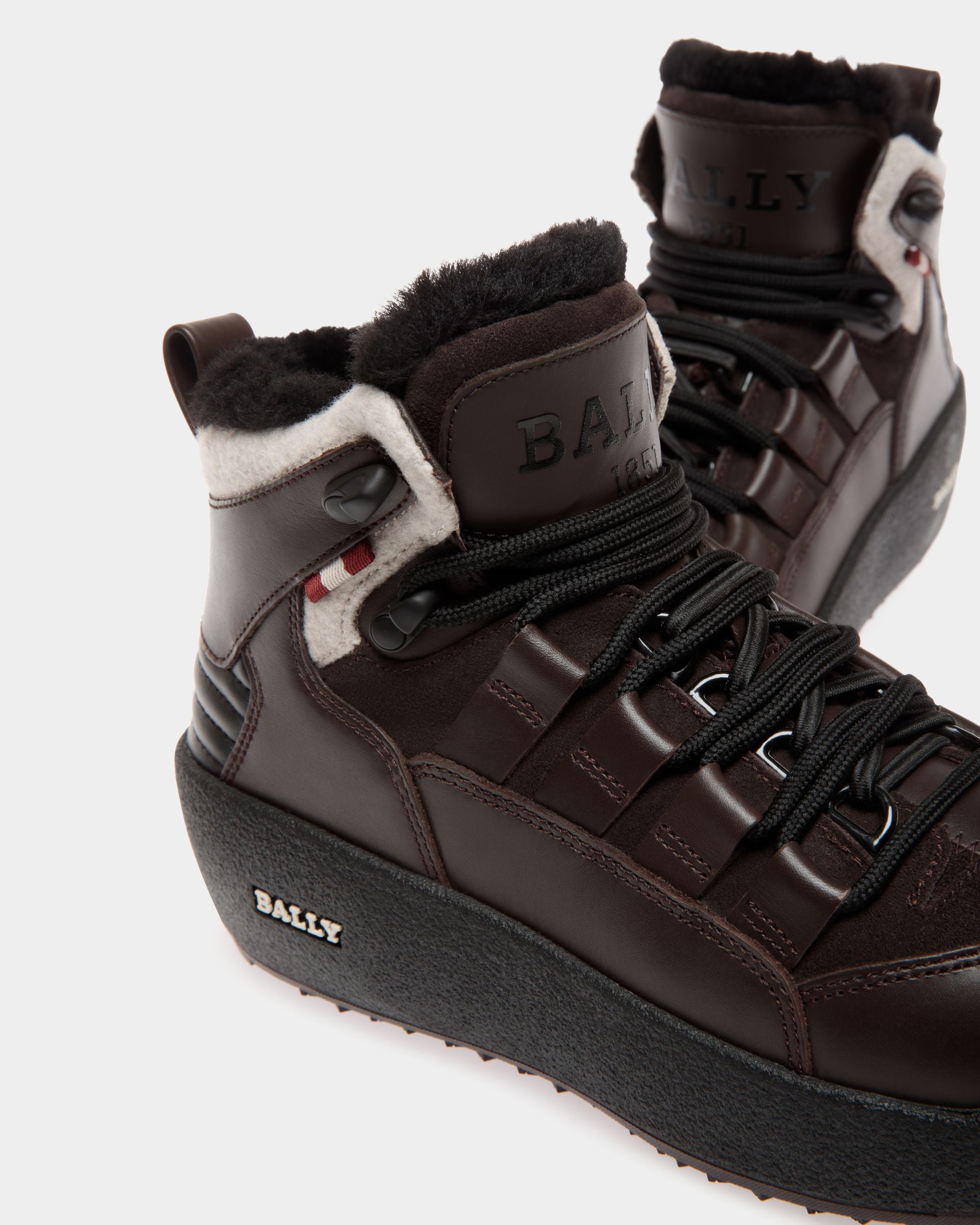 Cenago Leather Boots In Ebony Brown - Women's - Bally - 05