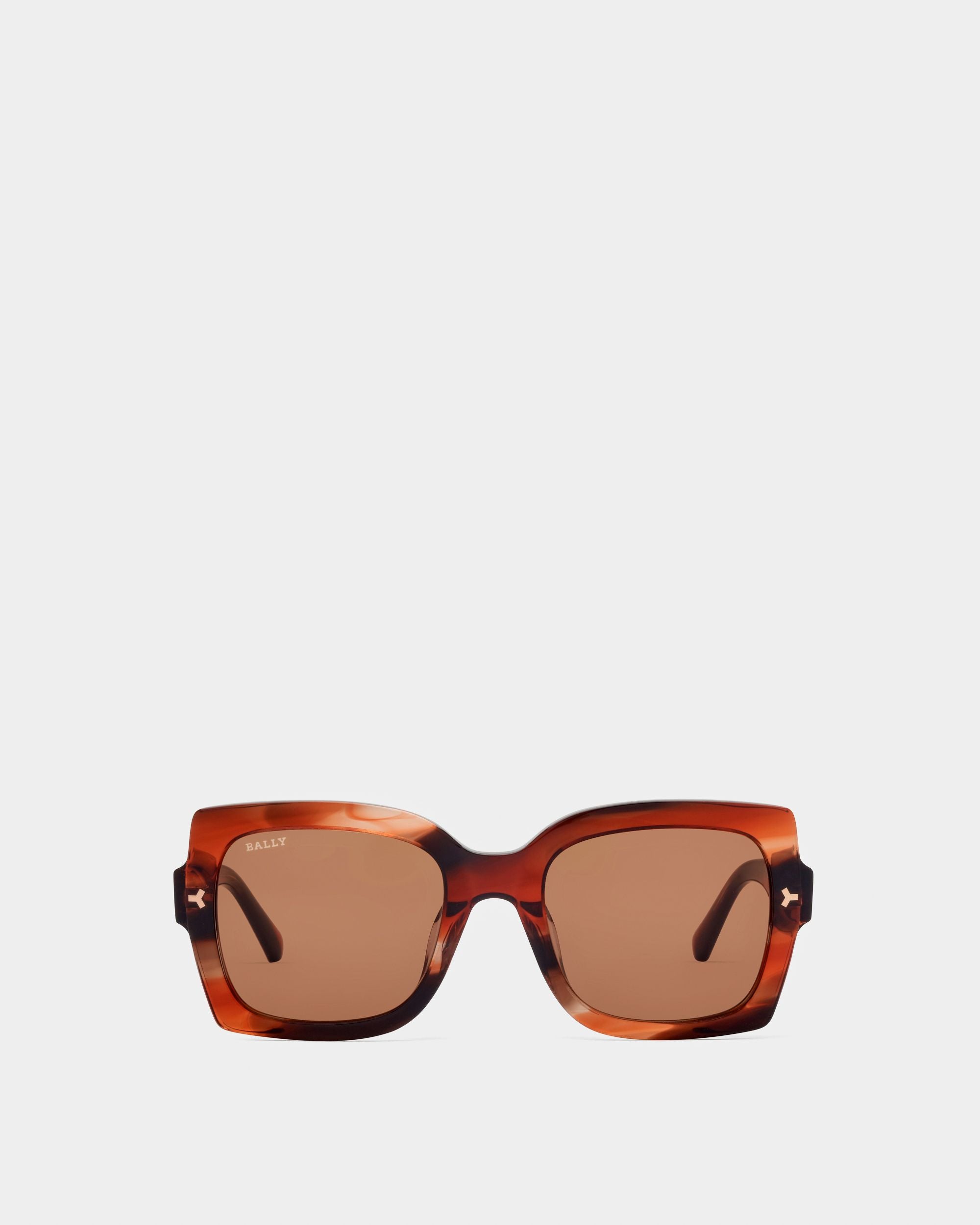 Aubrey Acetate Sunglasses In Gradient Burgundy & Brown Lens - Women's - Bally - 01