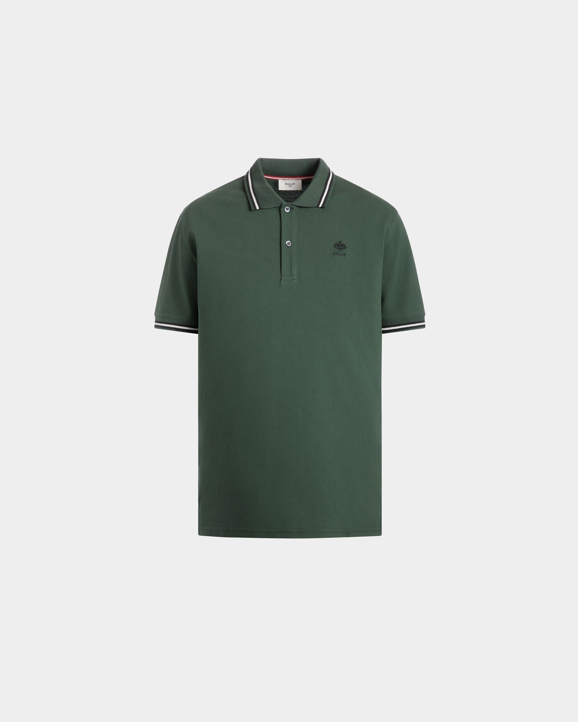 Polo Shirt in Green Piqué-Knit Cotton - Men's - Bally - 01