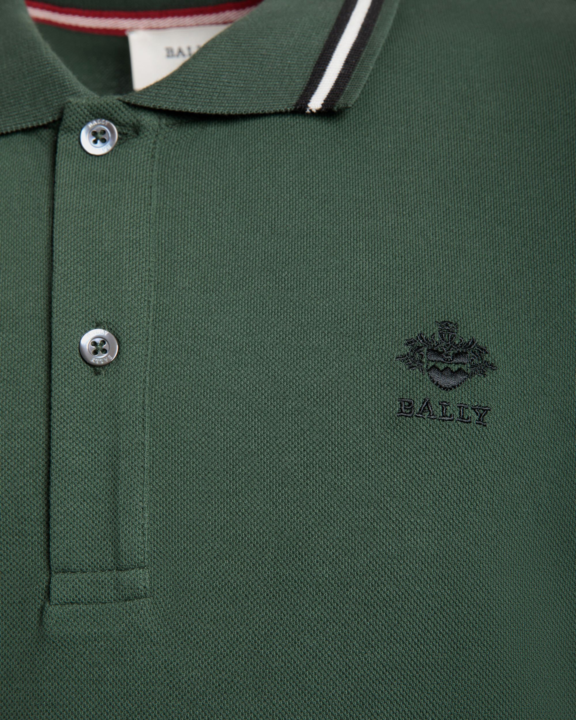 Polo Shirt in Green Piqué-Knit Cotton - Men's - Bally - 02