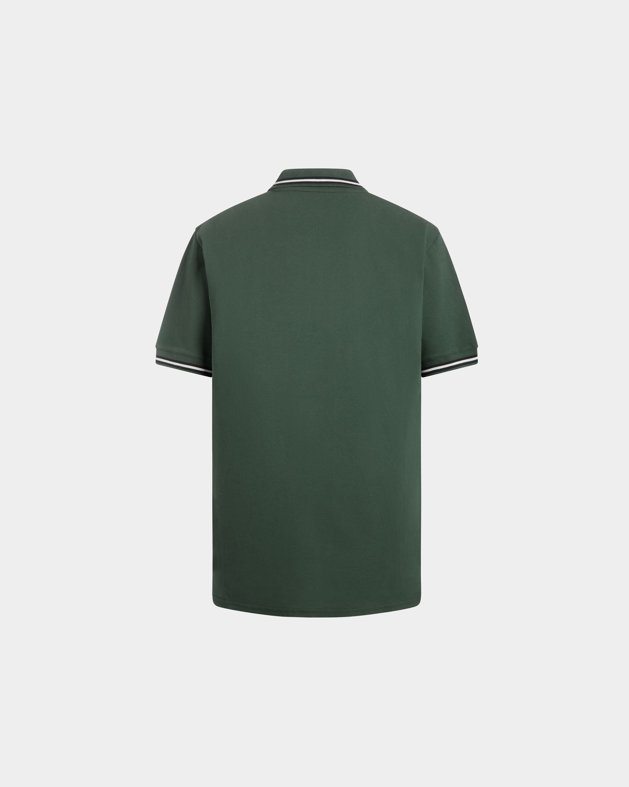 Polo Shirt in Green Piqué-Knit Cotton - Men's - Bally - 03