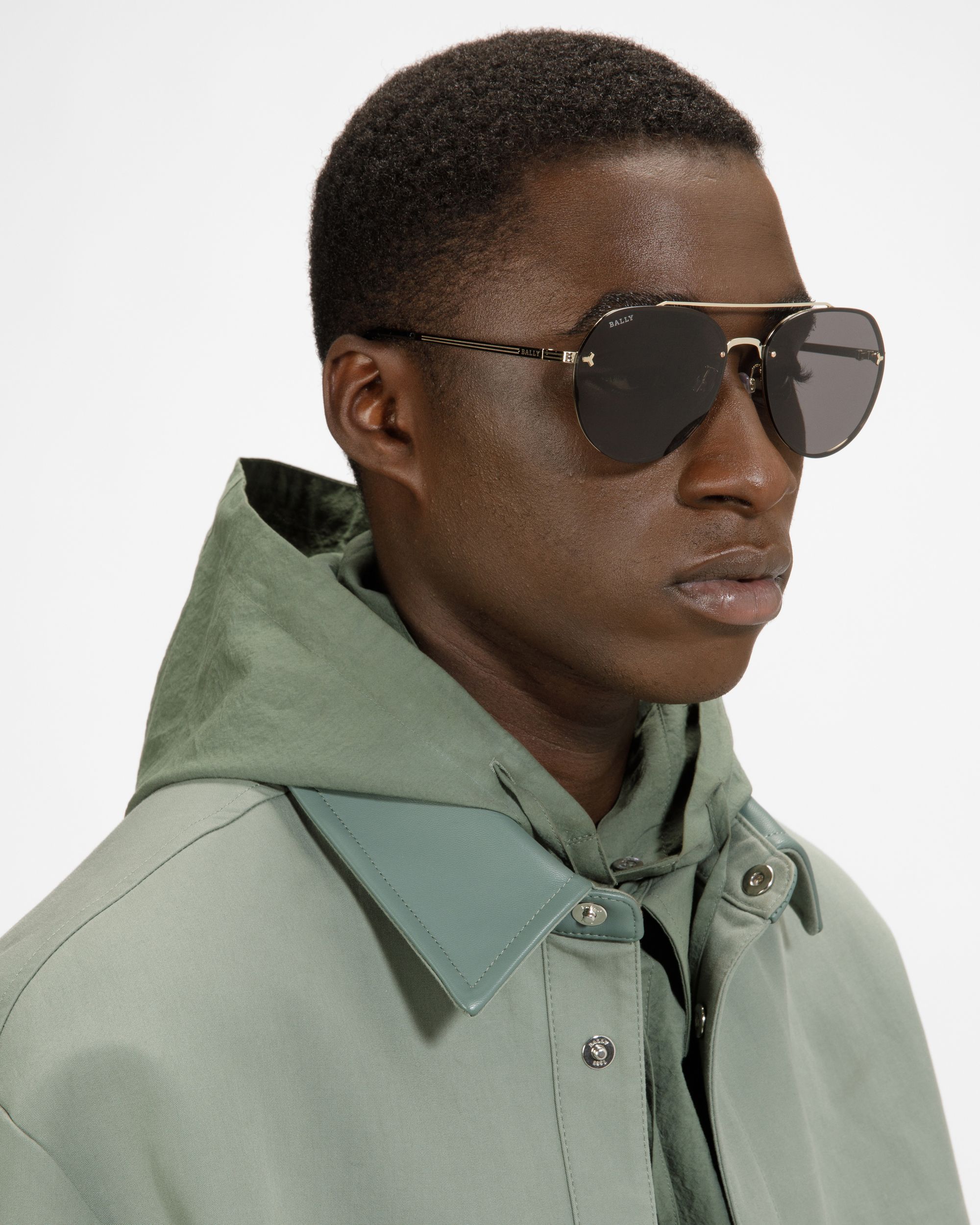 Brad Aviator Sunglasses In Gold Metal - Men's - Bally - 02