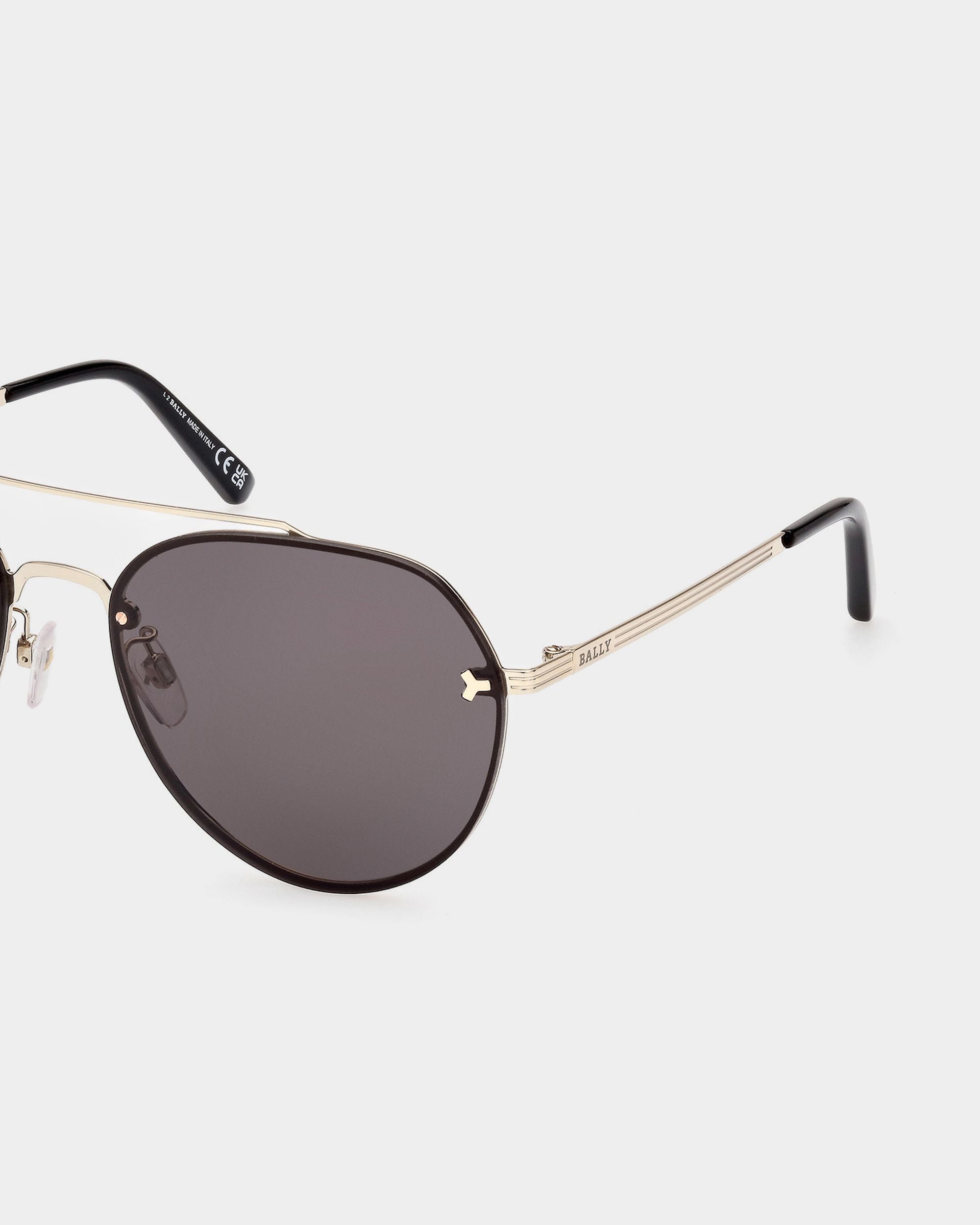 Brad Aviator Sunglasses In Gold Metal - Men's - Bally - 04
