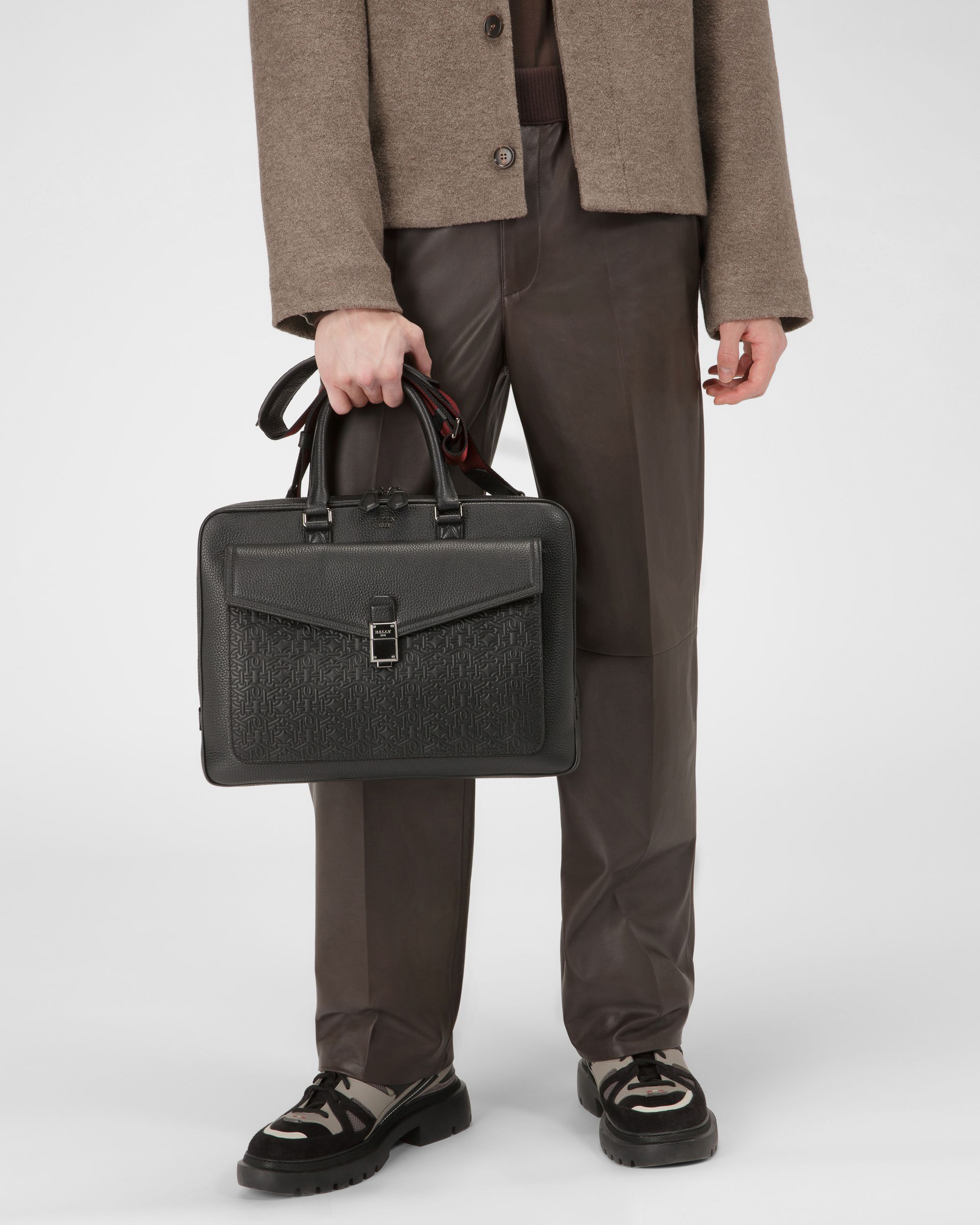 Bertho Bolso Ejecutivo Para Hombre En Piel Negra - Hombre - Bally - 01