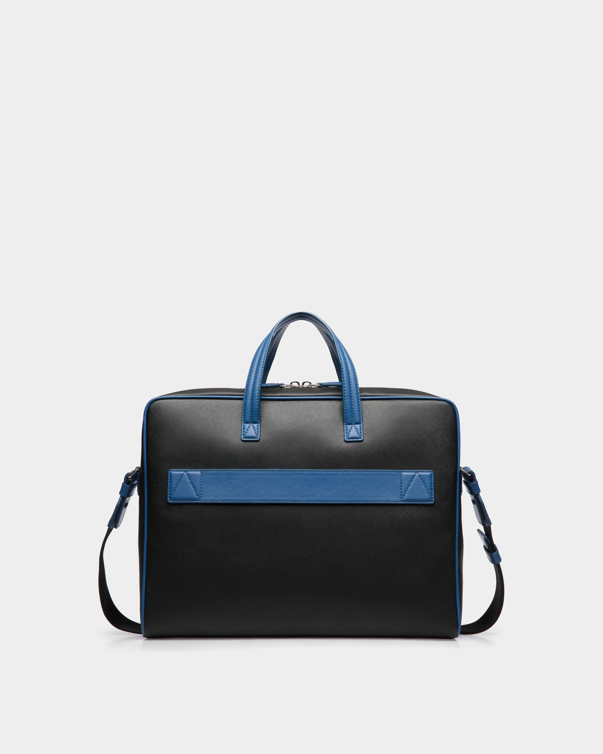 Mikes Leather Business Bag In Black And Blue Neon - Men's - Bally - 02