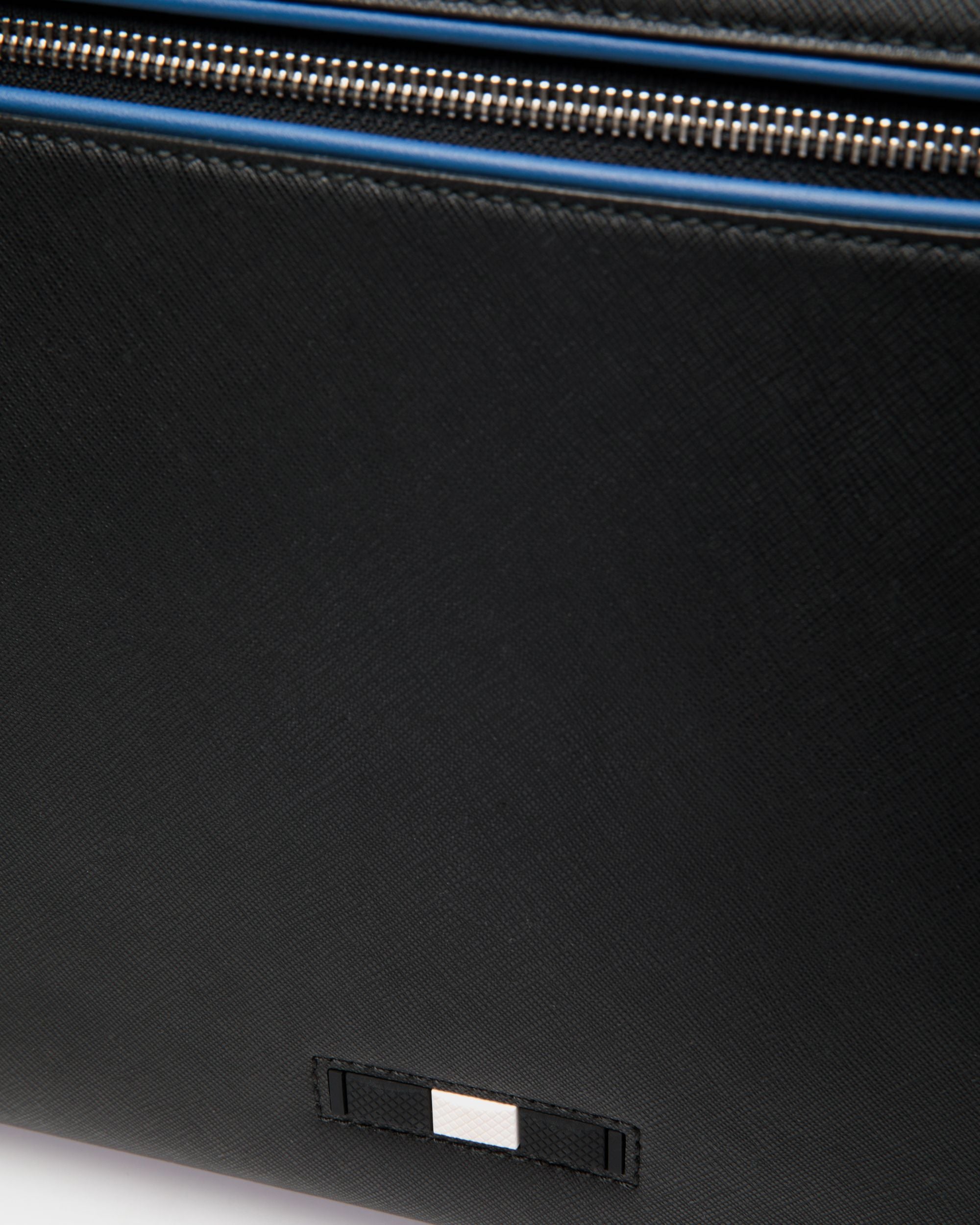 Mikes Leather Business Bag In Black And Blue Neon - Men's - Bally - 05