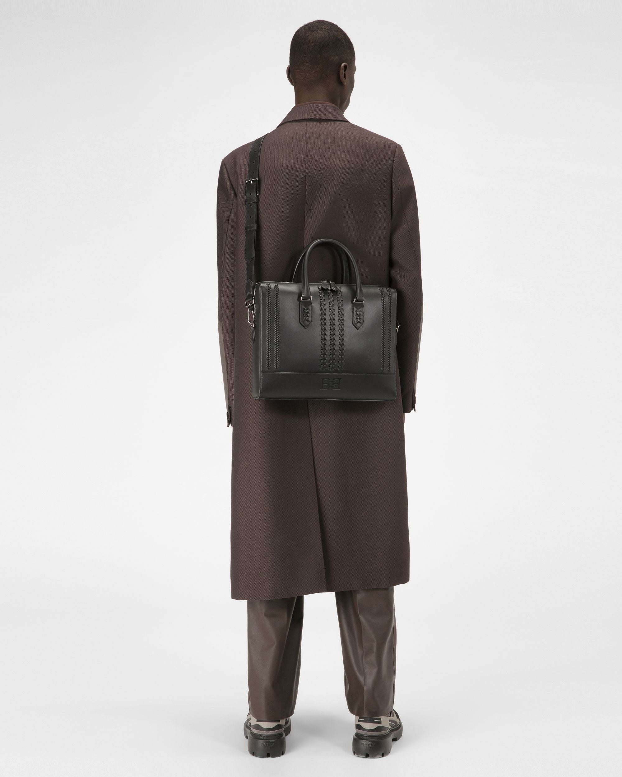 Celter Bolso Ejecutivo Para Hombre En Cuero De Color Negro - Hombre - Bally - 06