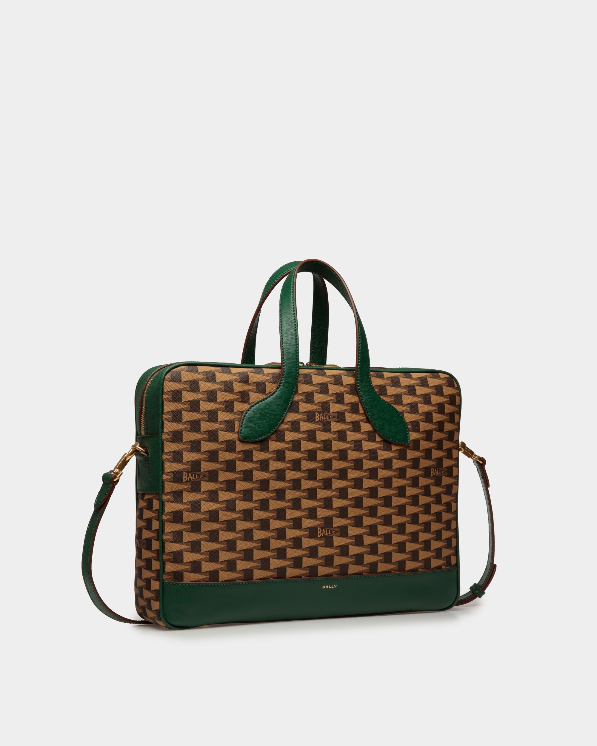 Pennant Briefcase In Desert TPU And Kelly Green Leather - Men's - Bally - 03