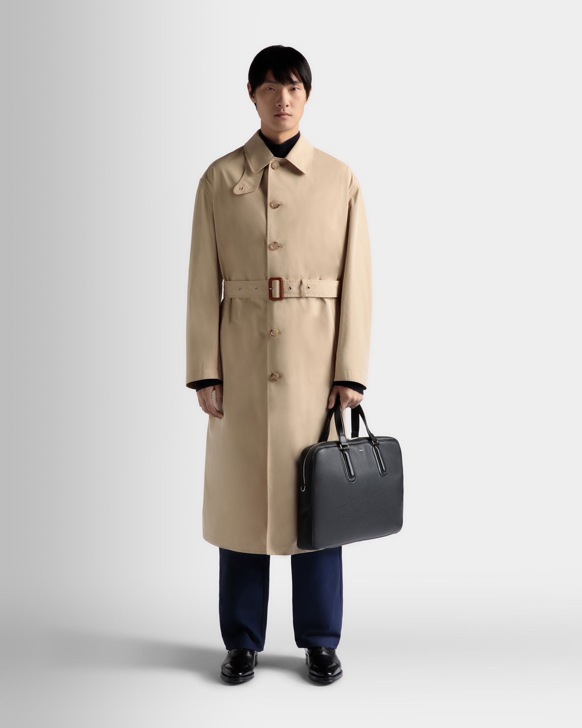 Spin Briefcase In Black Grained Leather - Men's - Bally - 02