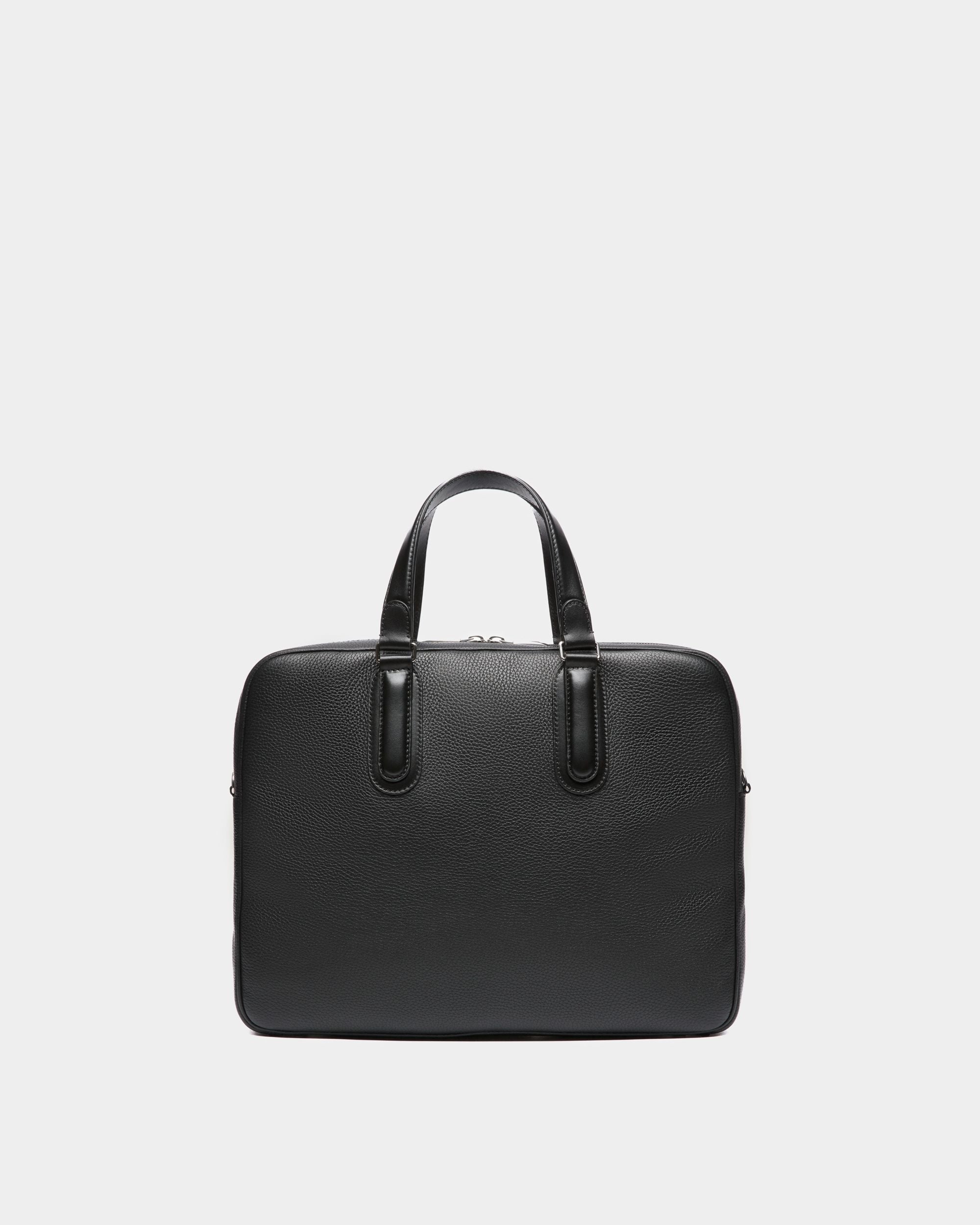 Spin Briefcase In Black Grained Leather - Men's - Bally - 03