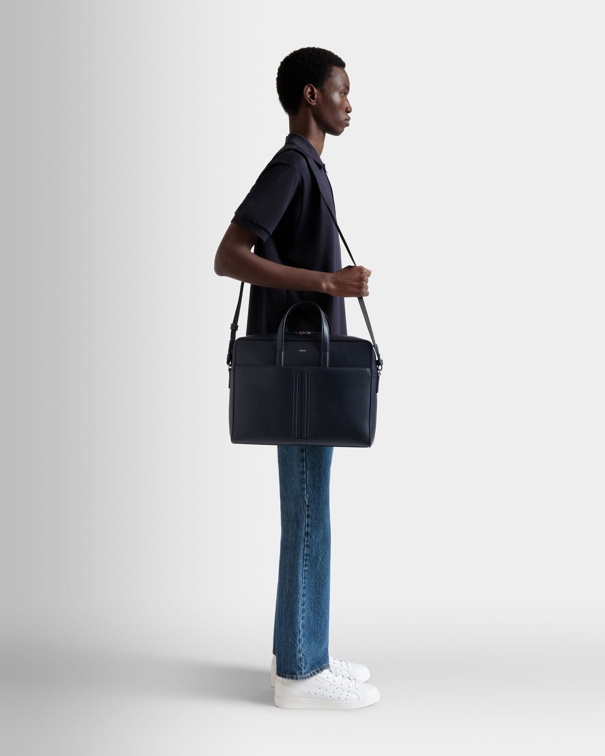 Maletín Mythos De Piel Reciclada Navy Blue - Hombre - Bally - 02