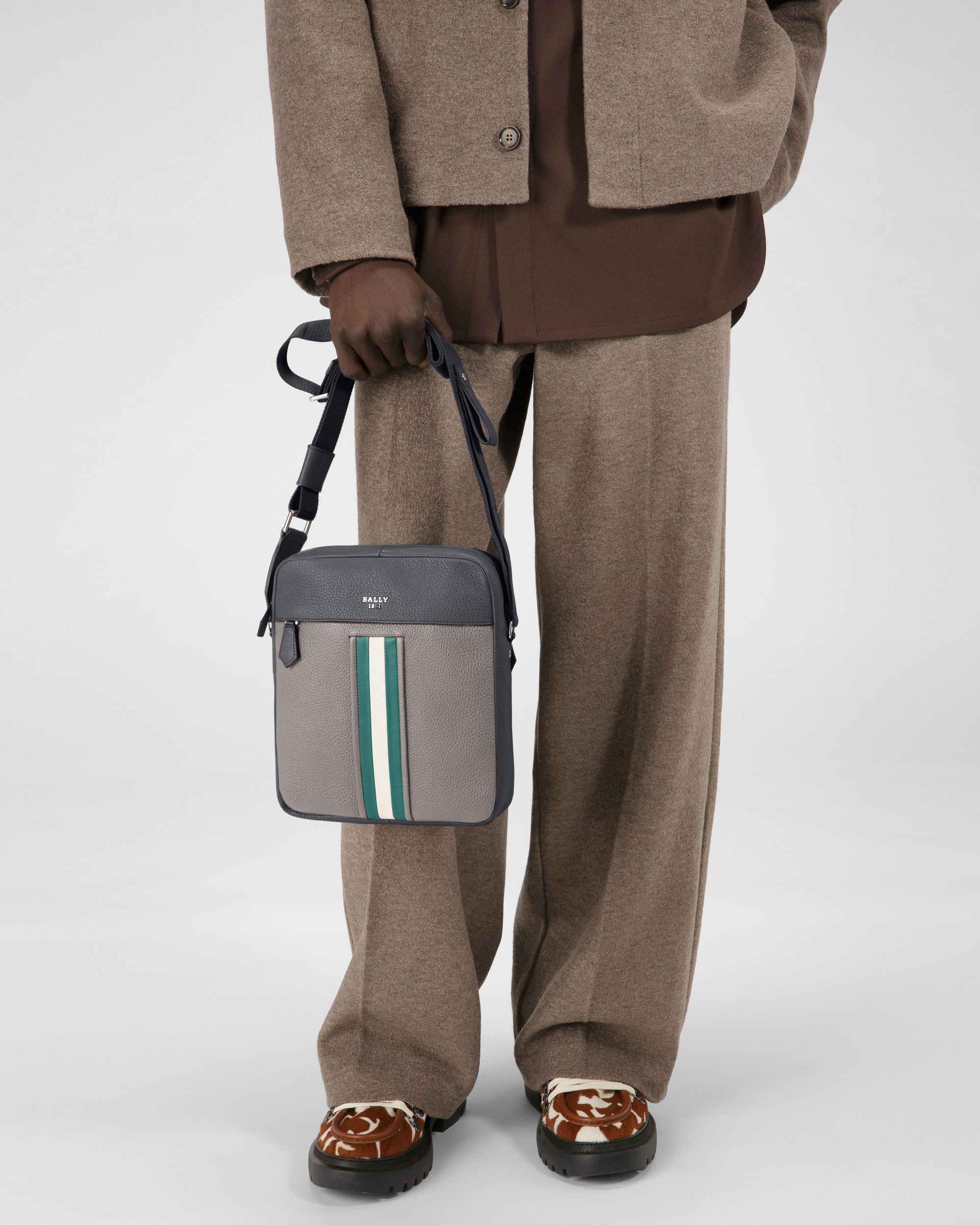 Holm Bandolera En Piel De Color Gris - Hombre - Bally - 02