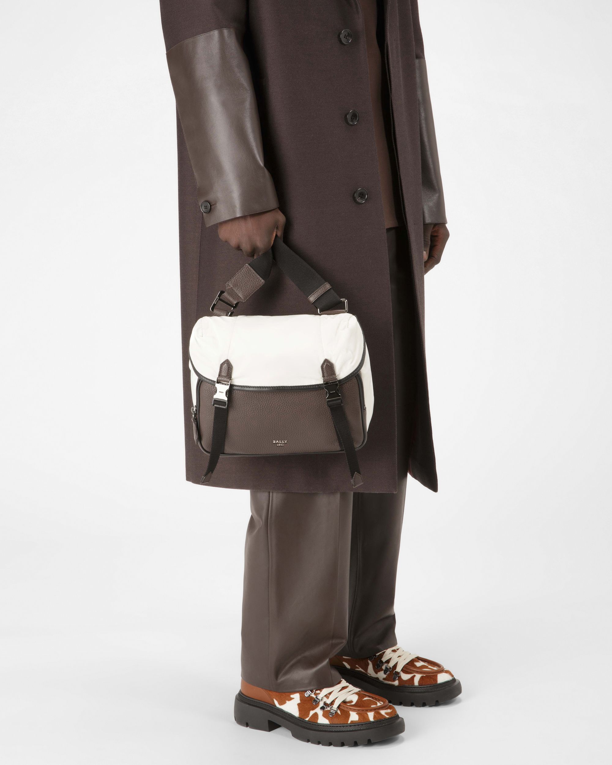Borissey Recycled Nylon Messenger Bag In Denty White - Men's - Bally - 02