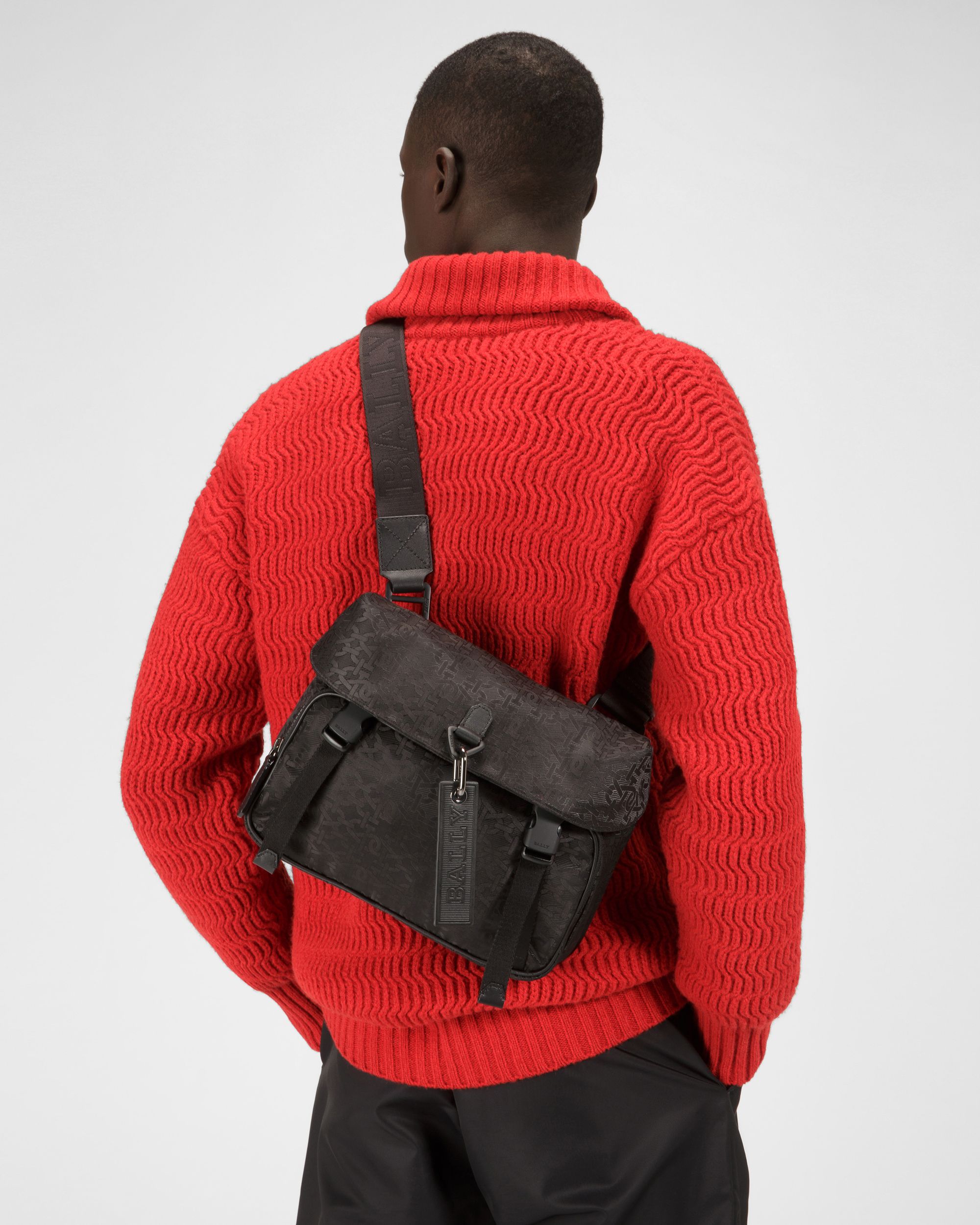 Catch Small Bandolera En Jacquard De Nailon De Color Negro - Hombre - Bally - 01