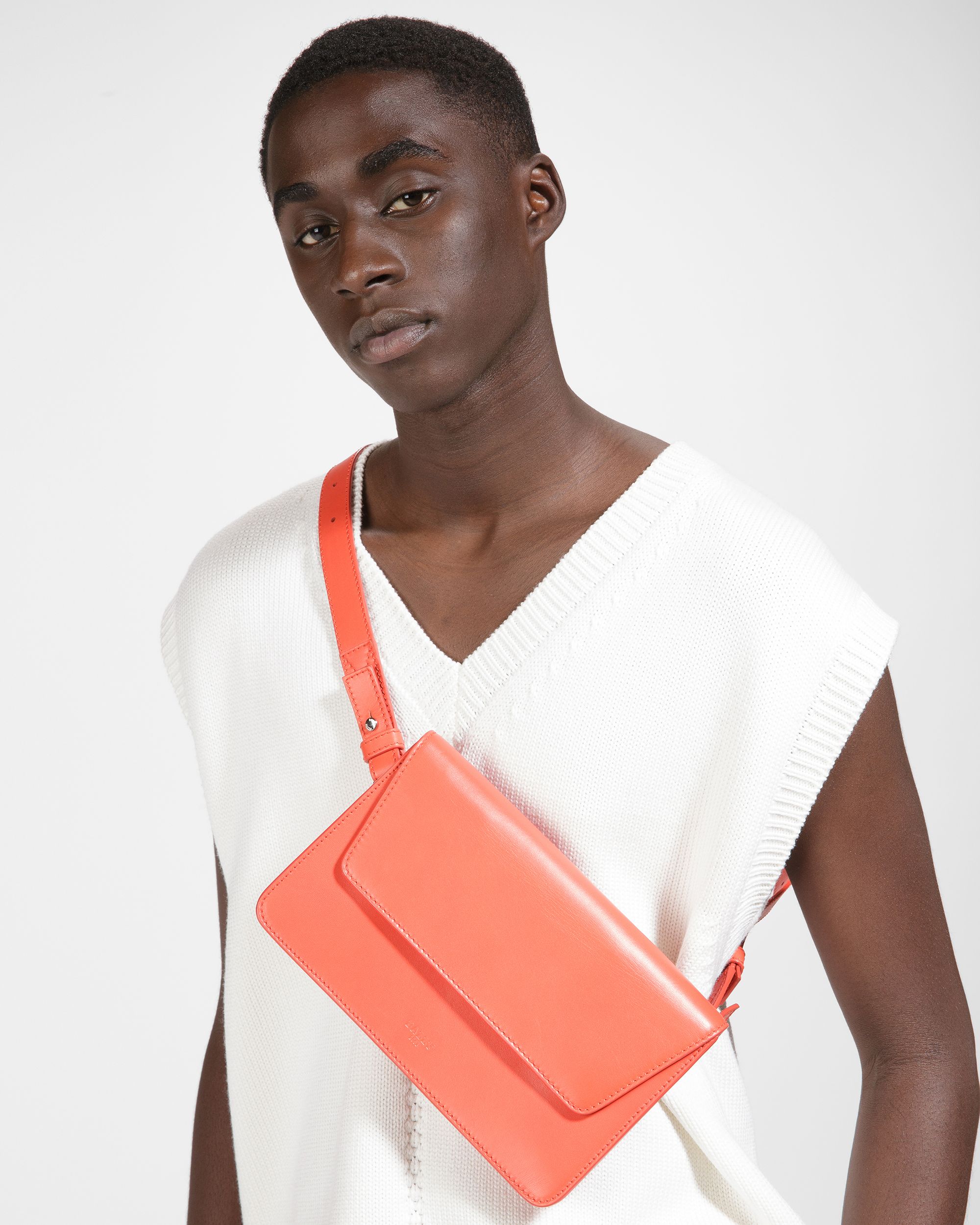 Acres Leather Crossbody Bag In Orange - Men's - Bally - 02