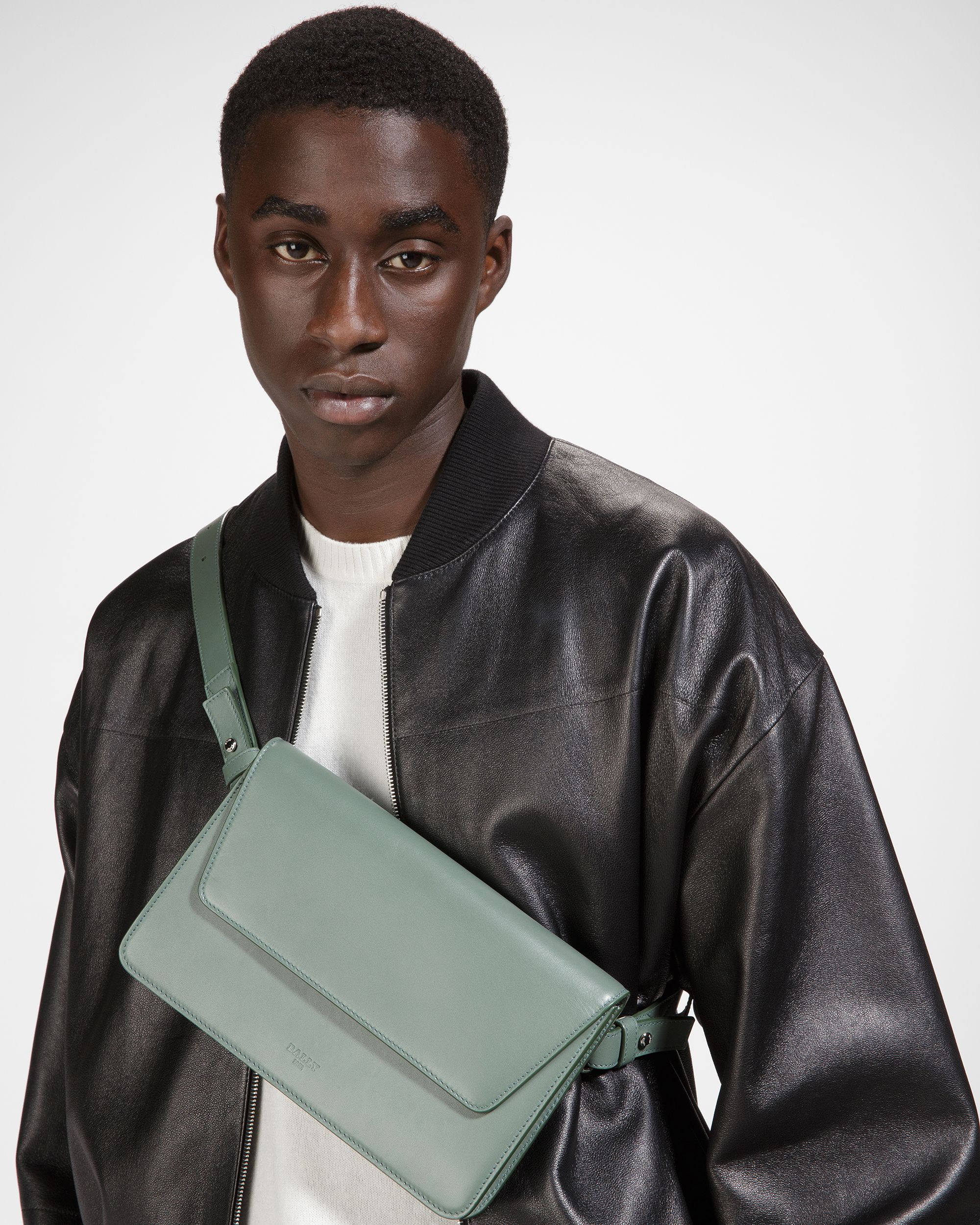 Acres Leather Crossbody In Sage - Men's - Bally - 02