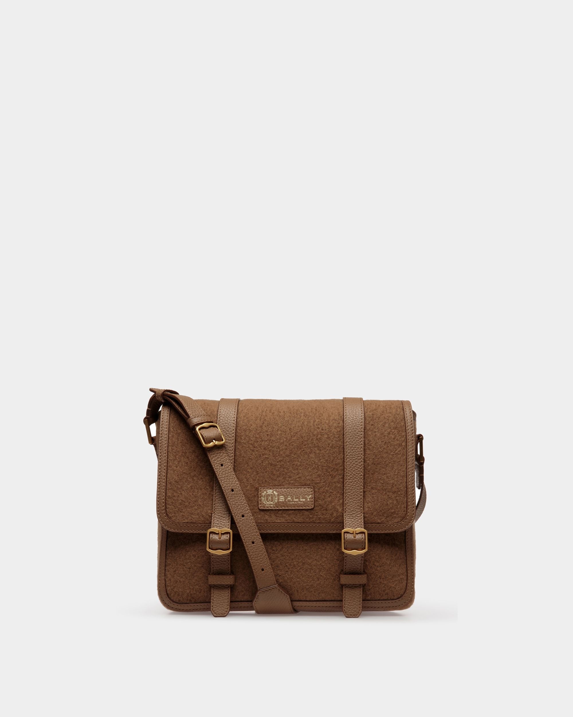 Gare Messenger Bag In Camel Fabric And Leather - Men's - Bally - 01