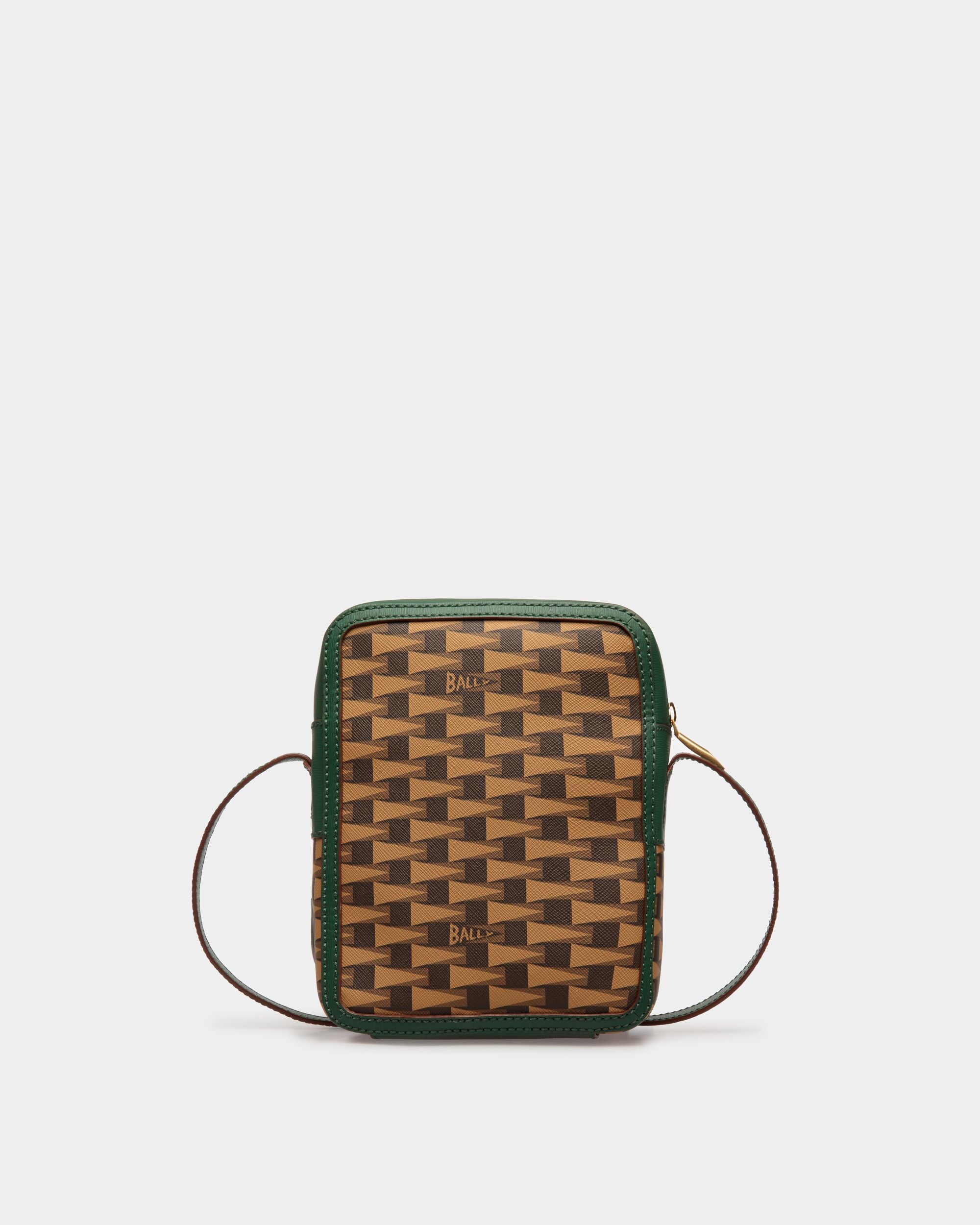 Pennant Crossbody Bag In Brown TPU and Green Leather - Men's - Bally - 02