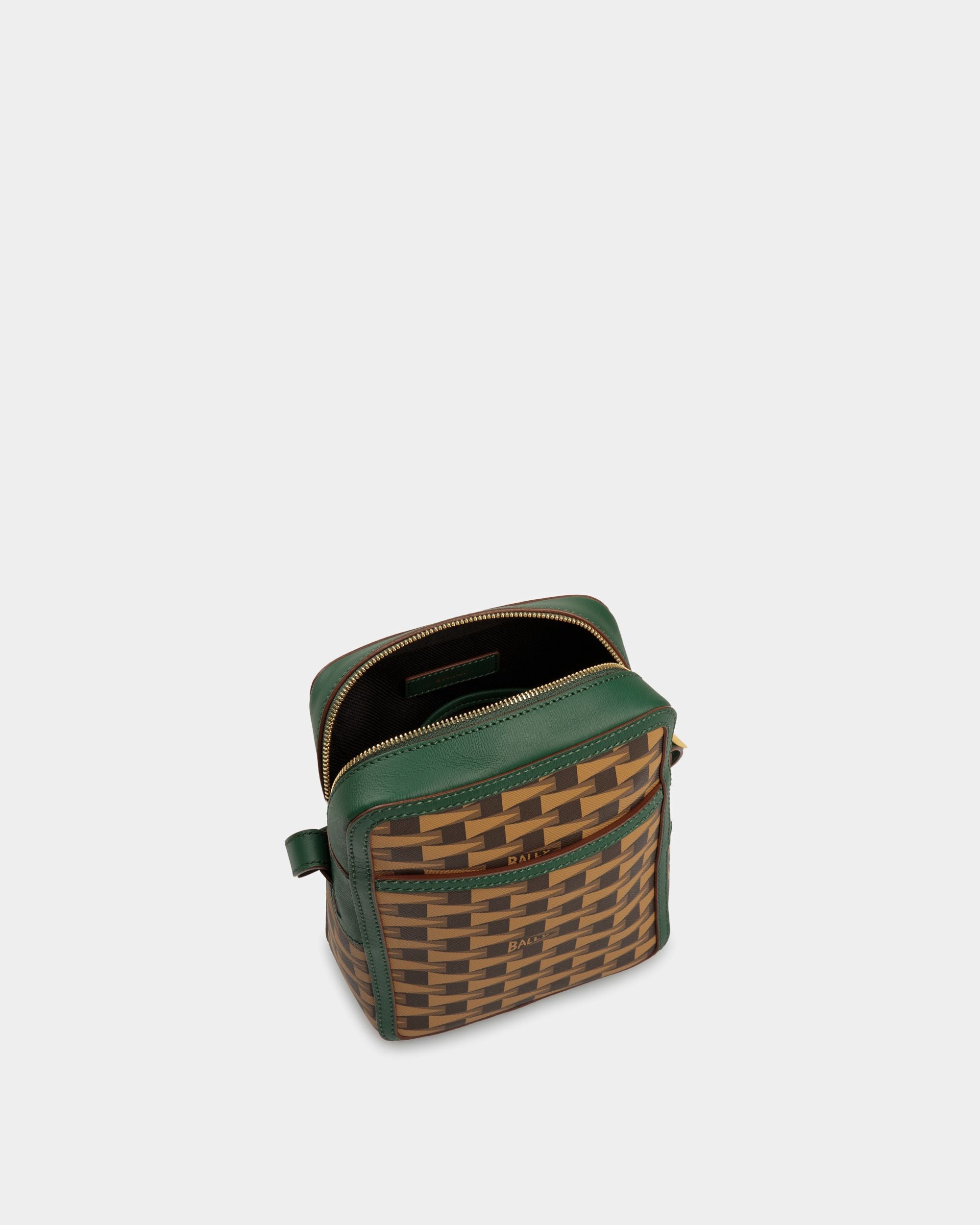 Pennant Crossbody Bag In Brown TPU and Green Leather - Men's - Bally - 04