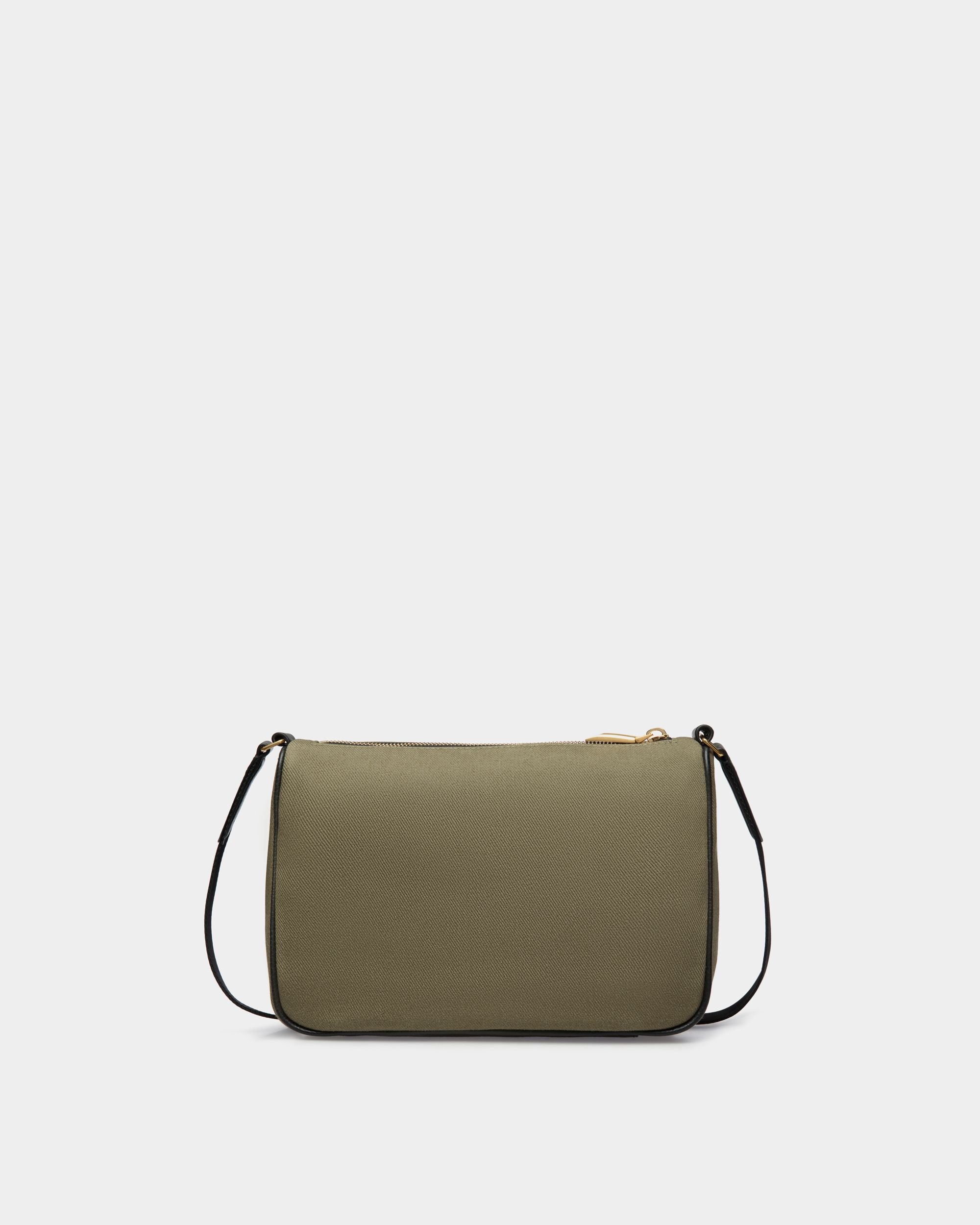Bar Crossbody Bag in Khaki Canvas And Black Leather - Men's - Bally - 02