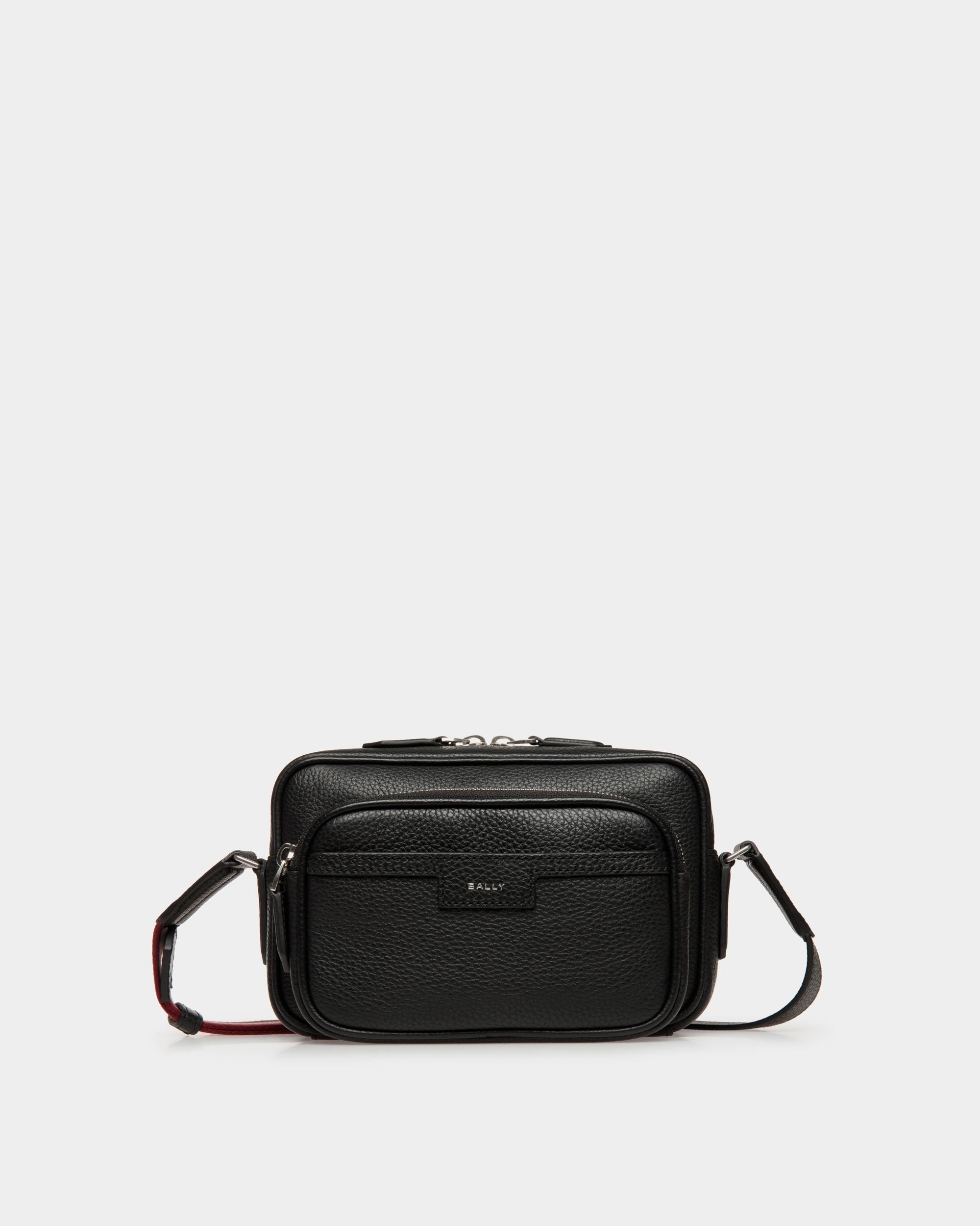 Code Crossbody Bag in Black Grained Leather - Men's - Bally - 01