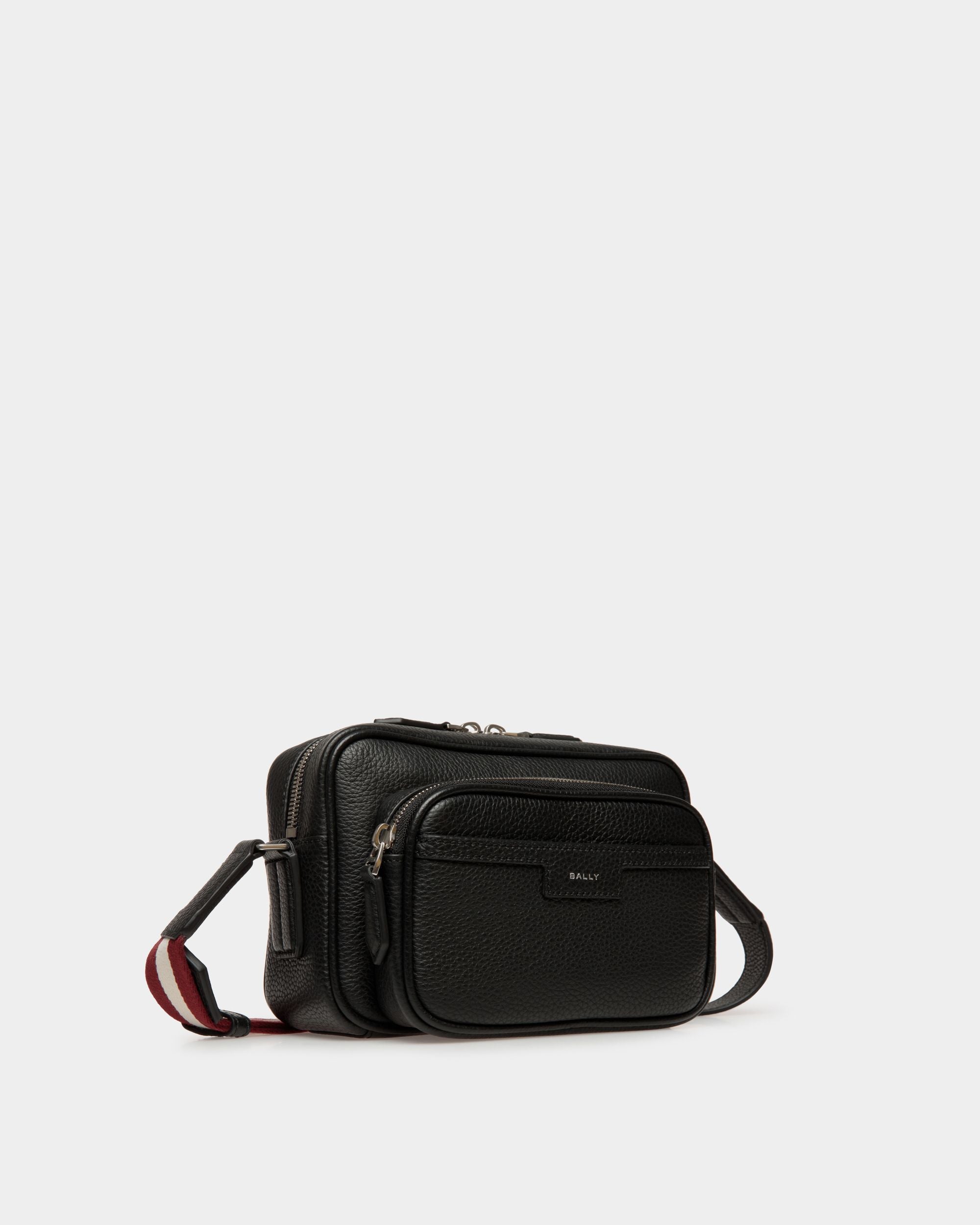 Code Crossbody Bag in Black Grained Leather - Men's - Bally - 03