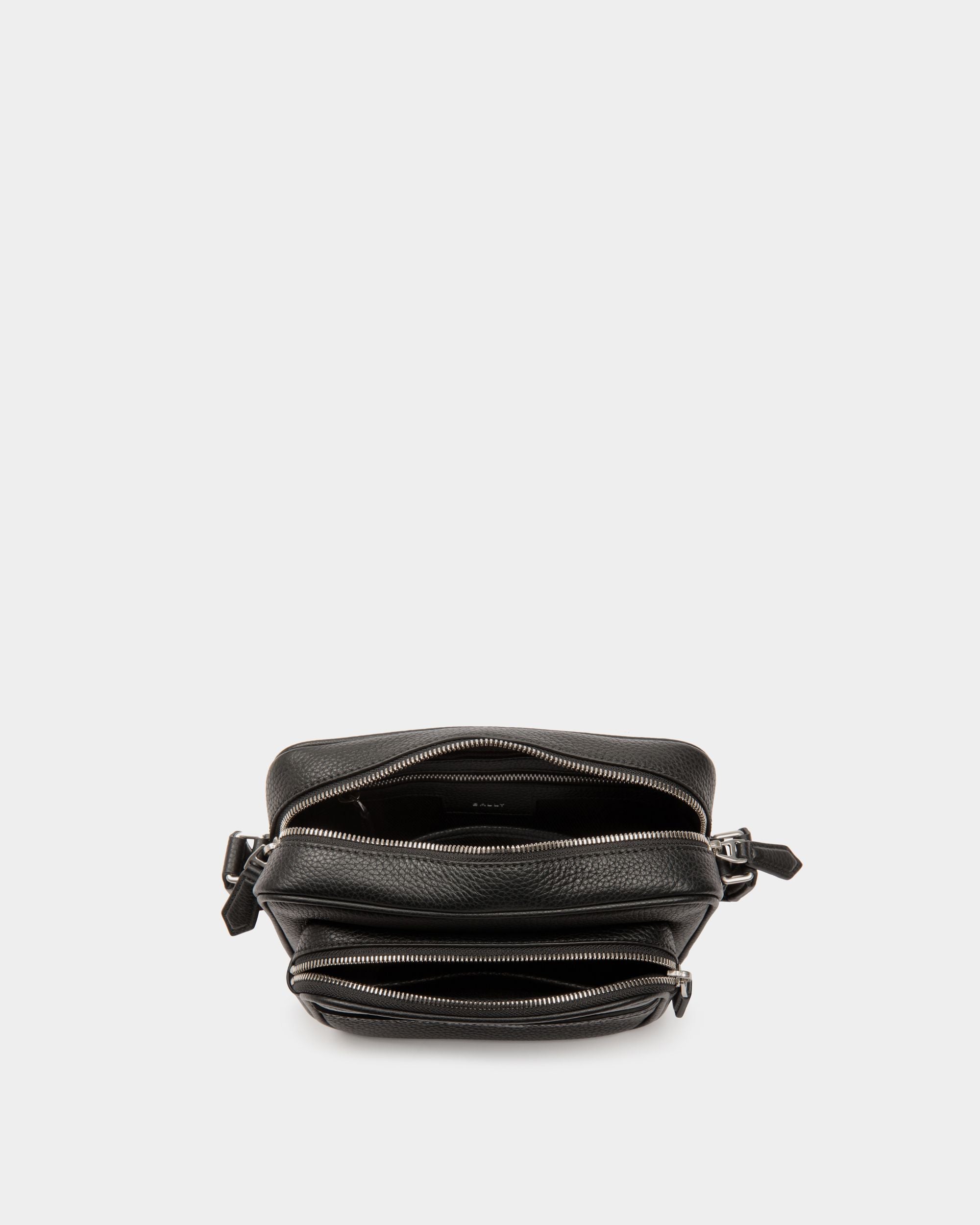 Code Crossbody Bag in Black Grained Leather - Men's - Bally - 04